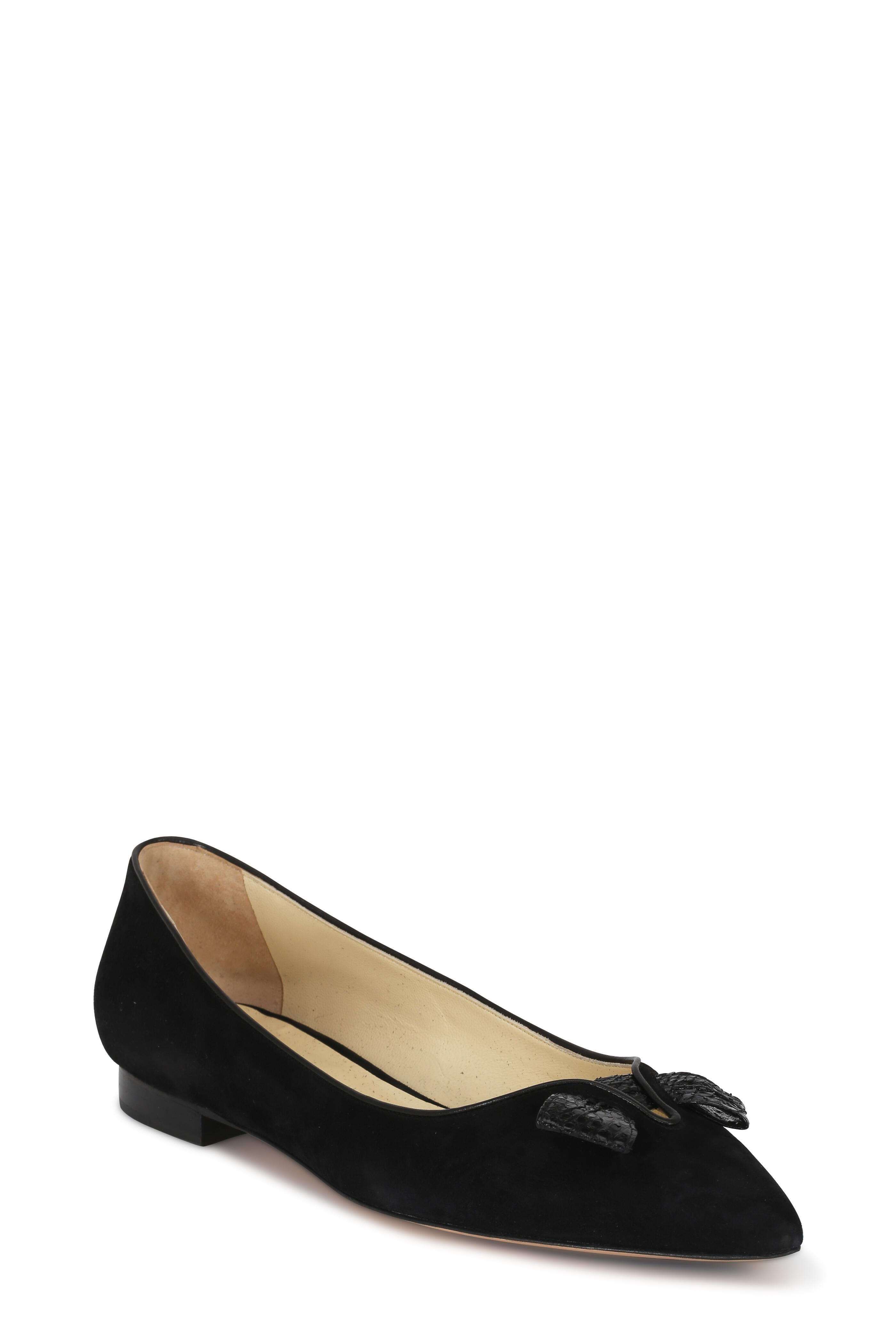 Sarah Flint - Lana Black Suede & Snakeskin Bow Flat