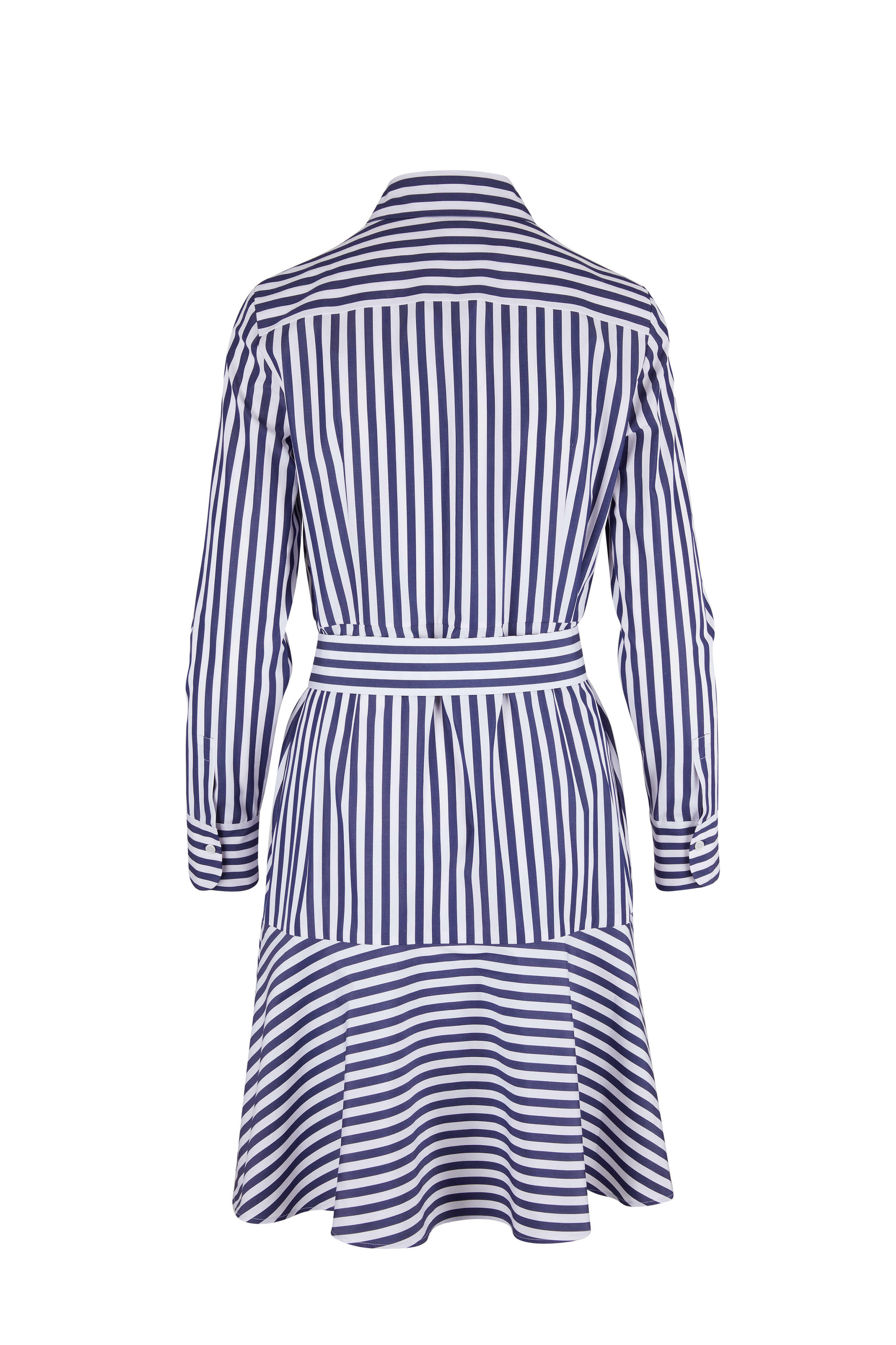 Akris Punto - Navy & Cream Stripe Long Sleeve Dress