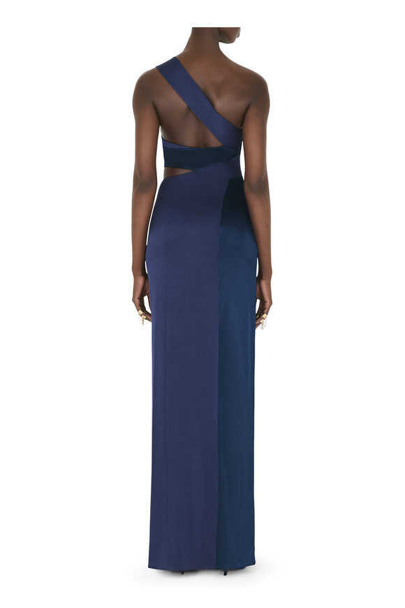 Galvan - Cosar Navy Blue One Shoulder Dress 