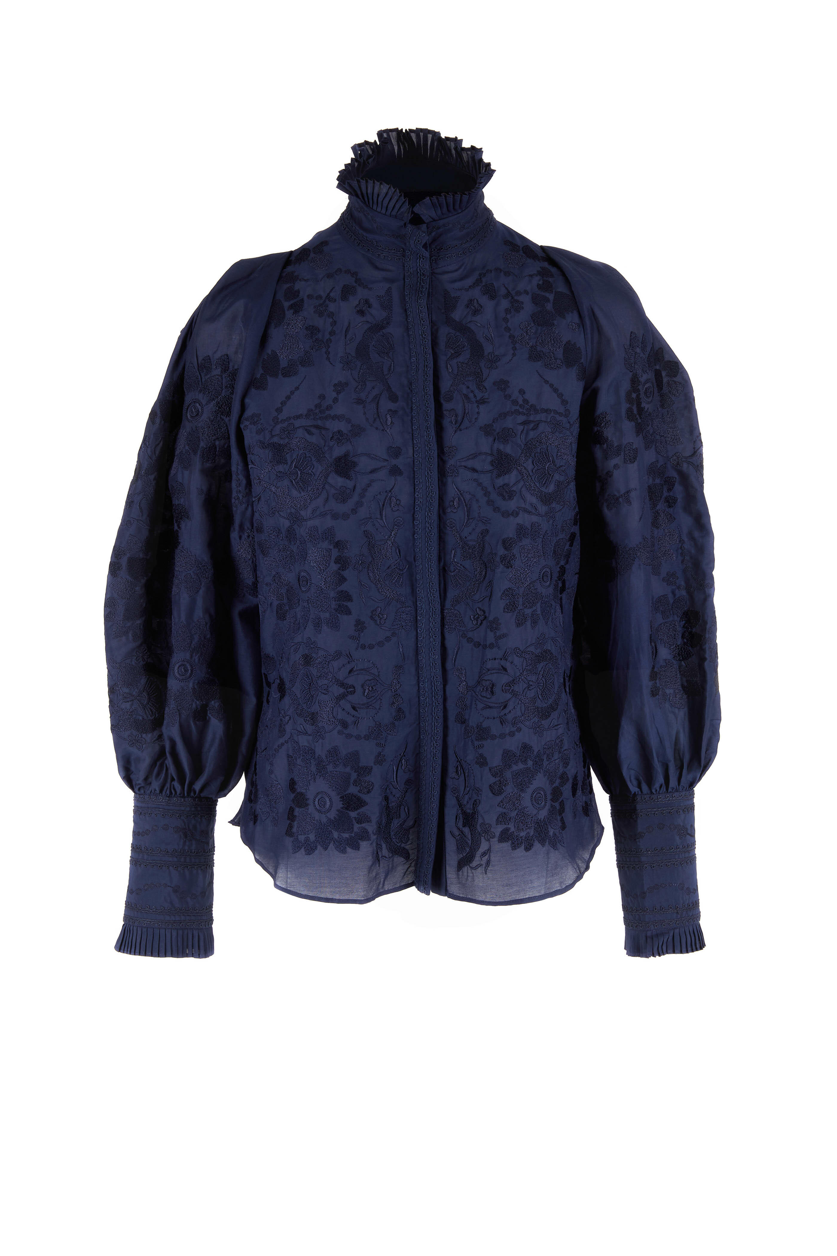 Kobi Halperin - Karla Navy Cotton & Silk Voile Blouse