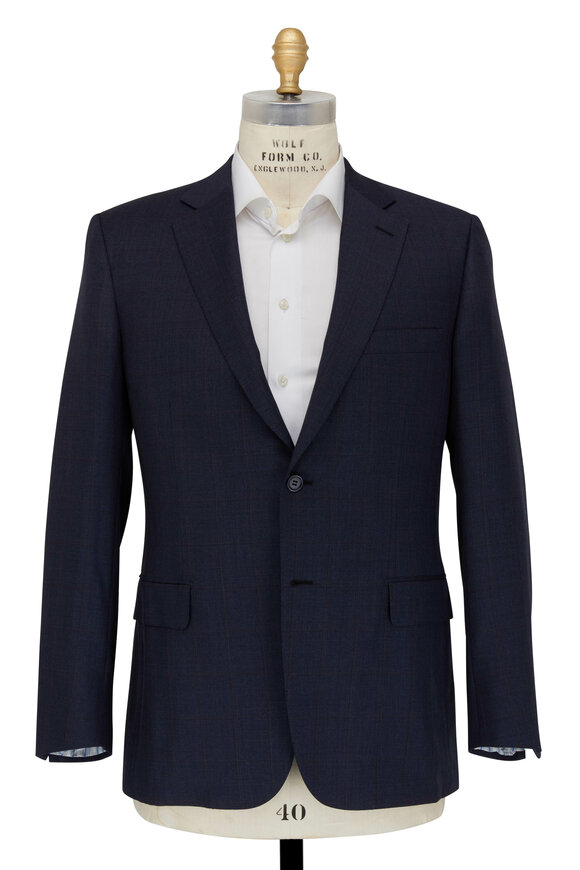 Brioni - Navy & Slate Plaid Wool Suit