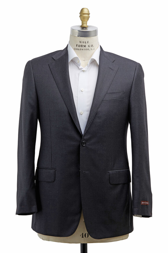 Hickey Freeman - Beacon Solid Charcoal Gray Worsted Wool Suit