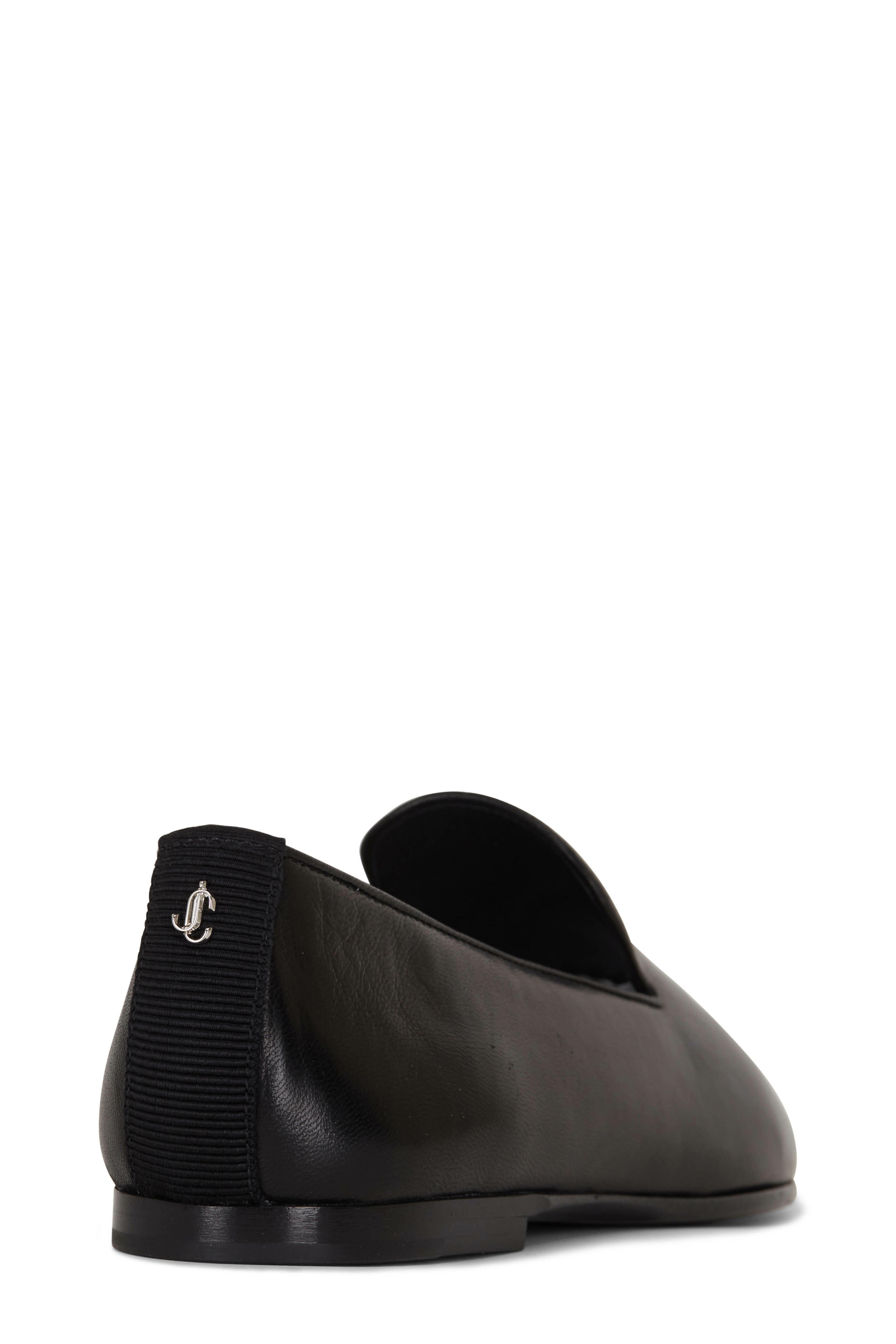 Jimmy Choo - Varsha Black Leather Flat Loafer | Mitchell Stores