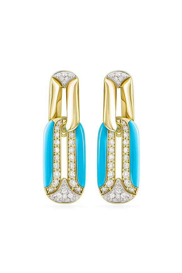 Miseno 18k Yellow Gold Turquoise & Diamond Drop Earring