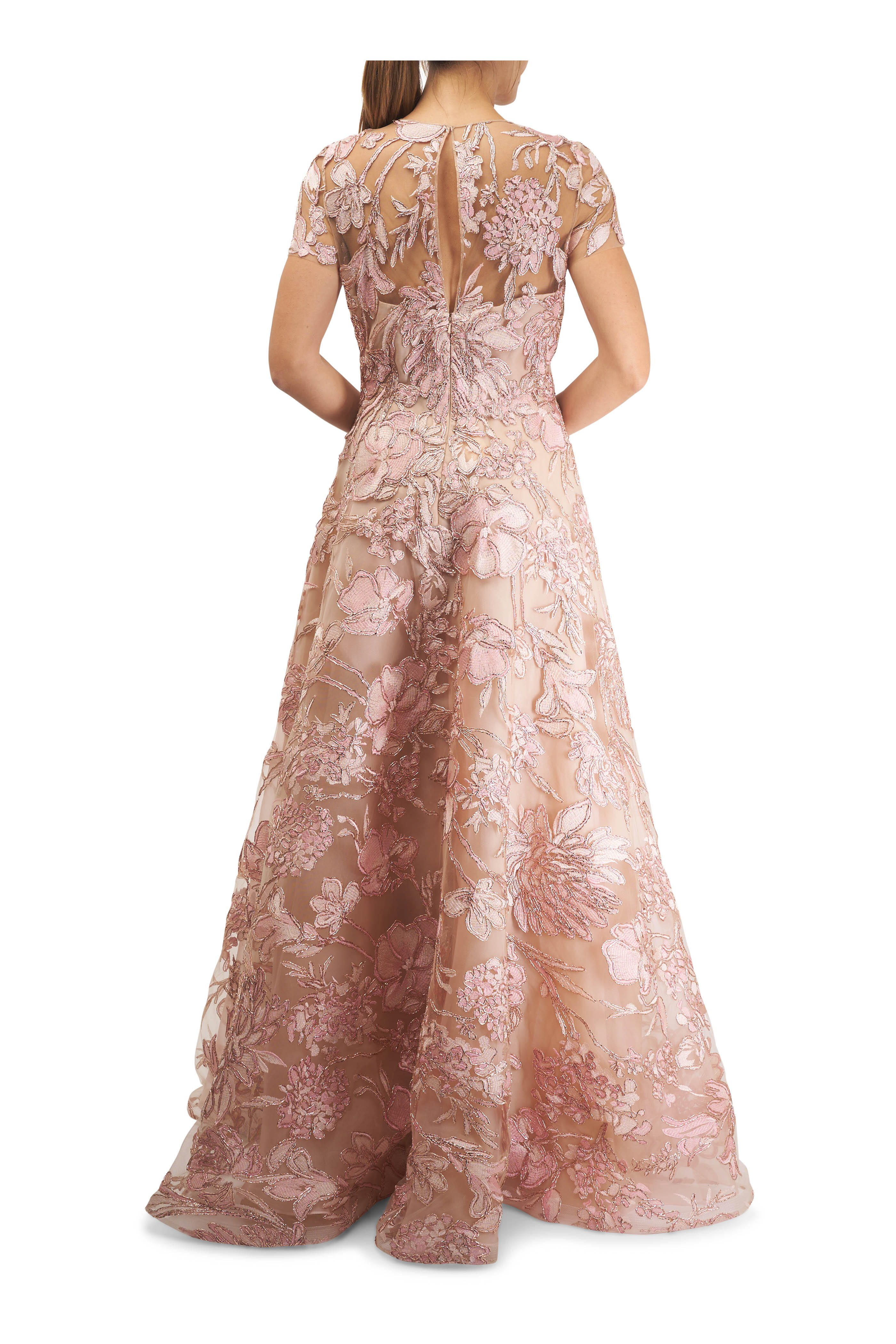 Naeem Khan - Pink Raffia Embroidered Gown