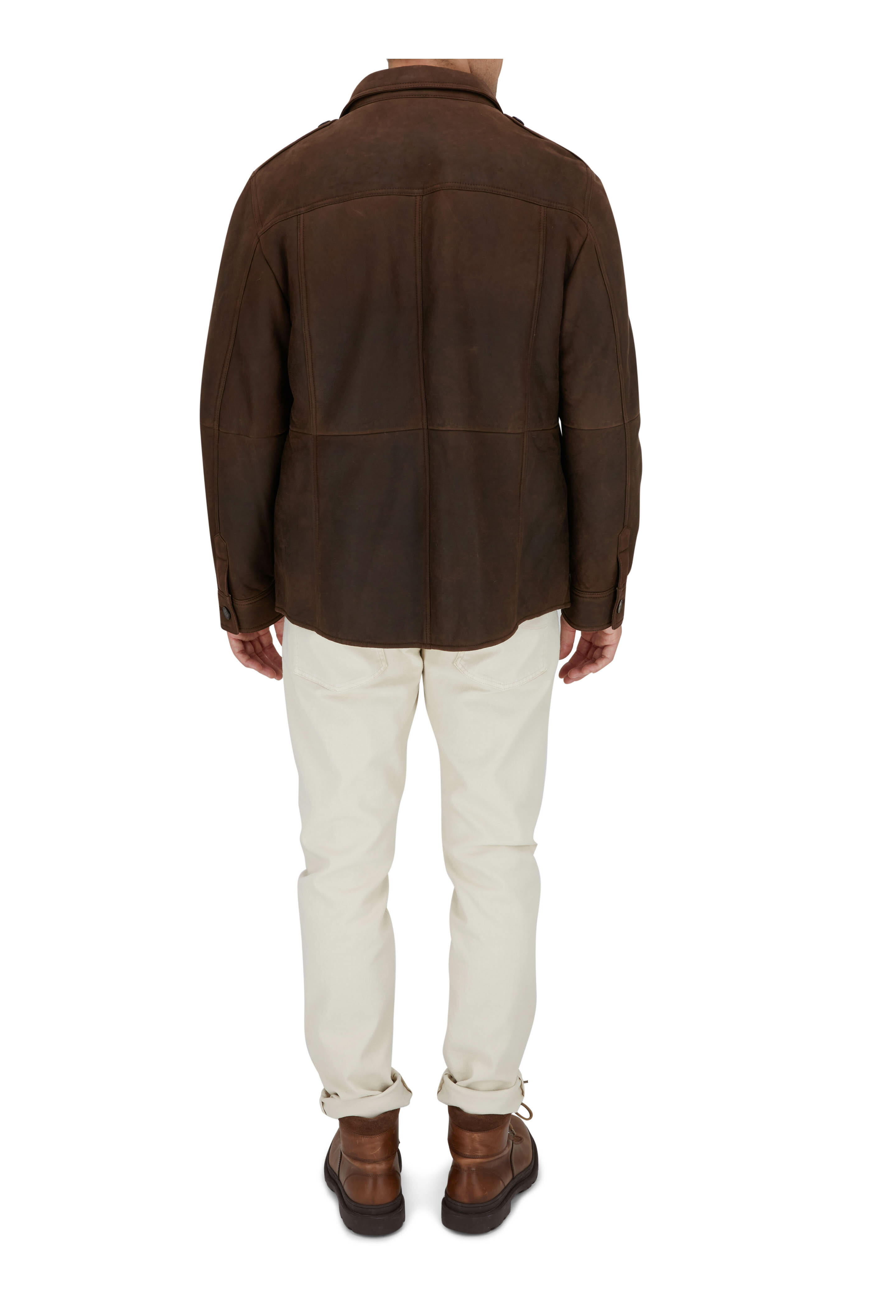 Brunello Cucinelli Men's Shearling-Lined Suede Field Jacket