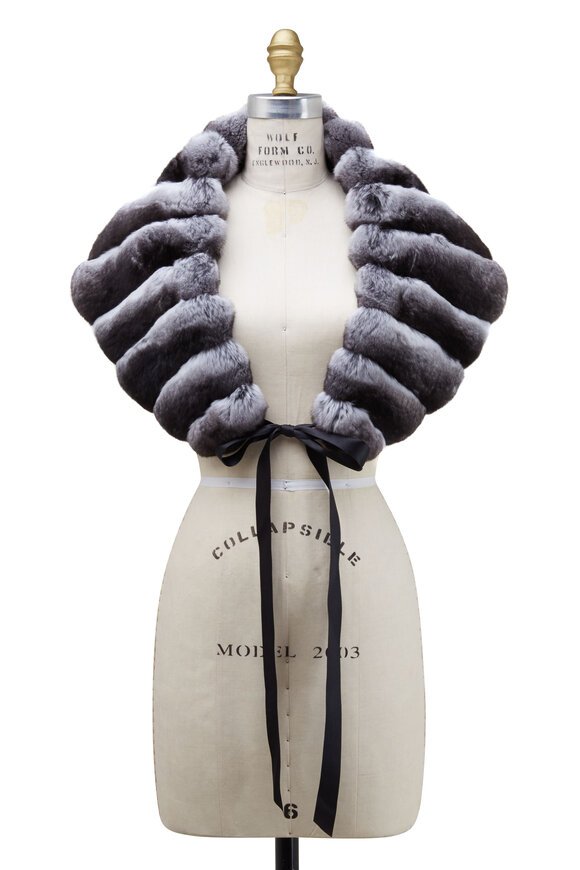 Oscar de la Renta Furs - Natural Chinchilla Fur Cross Cut Stole