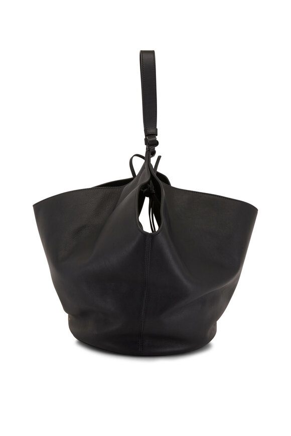 Khaite - Medium Lotus Black Leather Shoulder Bag