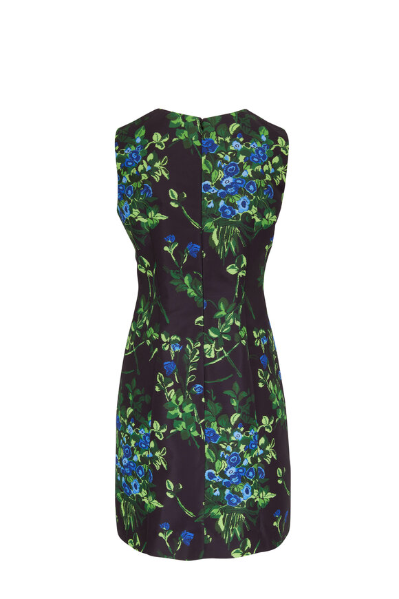 Carolina Herrera - Blue Floral A-Line Mini Dress 