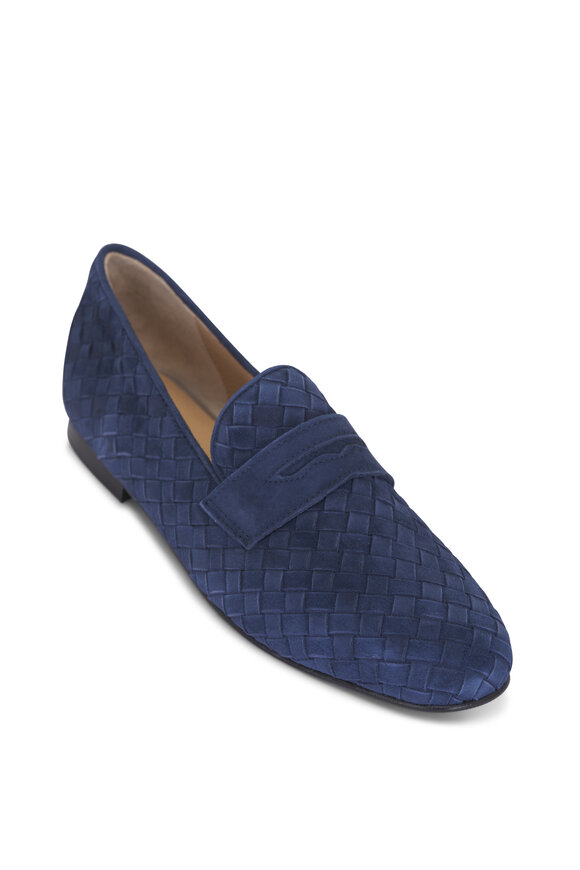 Ron White Maddie Blue Jean Woven Suede Loafer