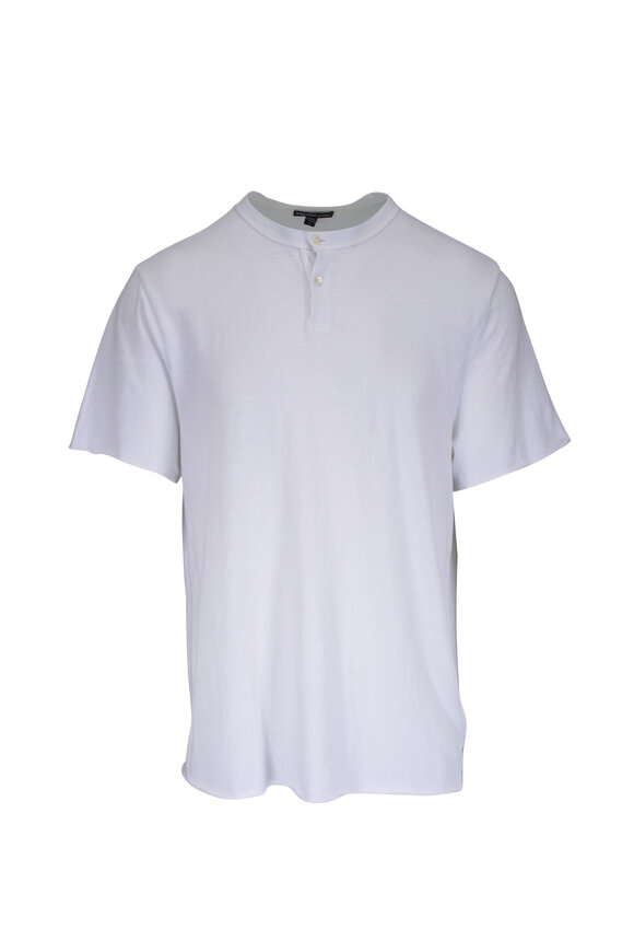 James Perse White Cotton Crewneck Henley