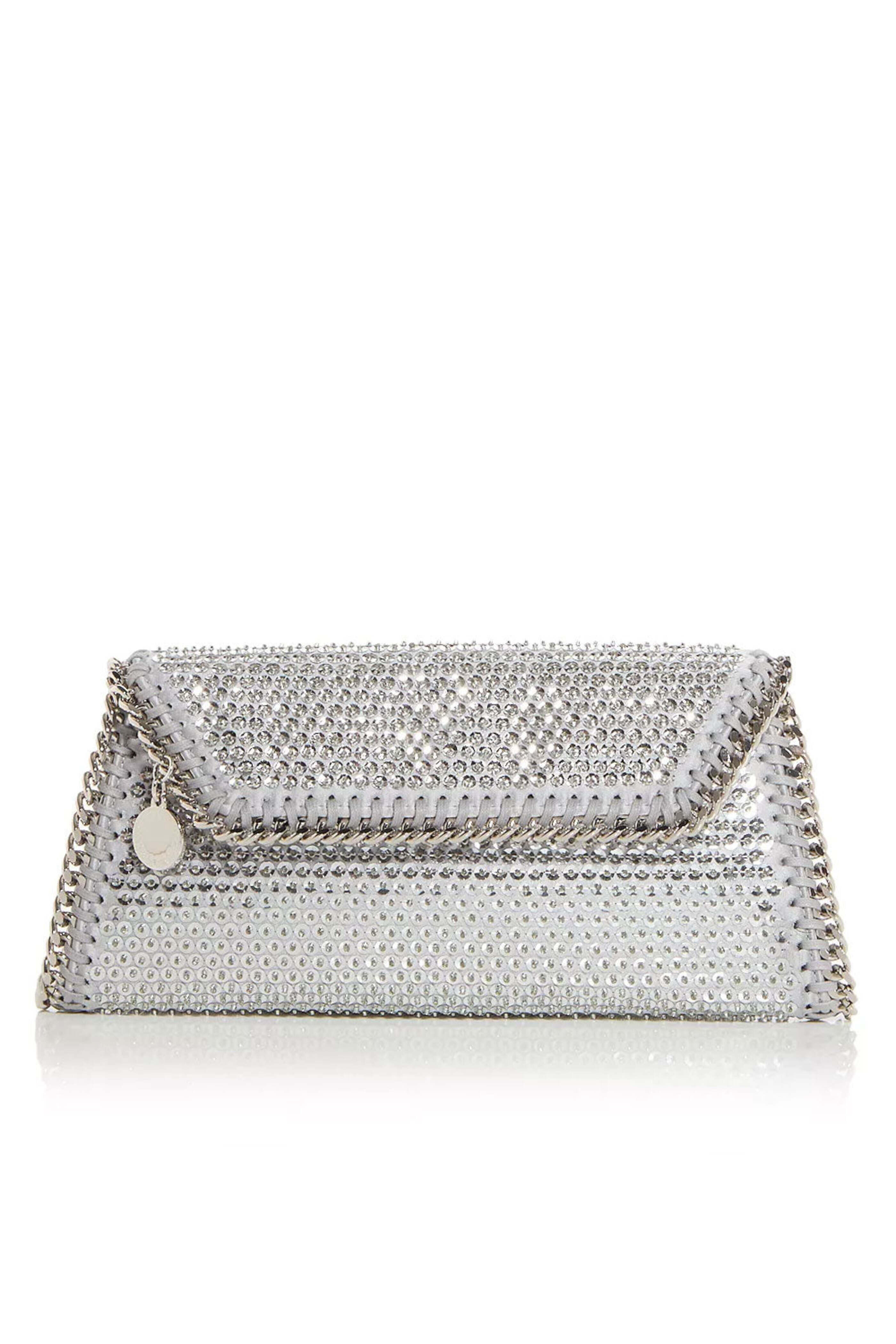 【Stella McCartney】Falabella クラッチ クリスタル付き Women Metallic silver Falabella Crystal Mesh Crossbody Bag
