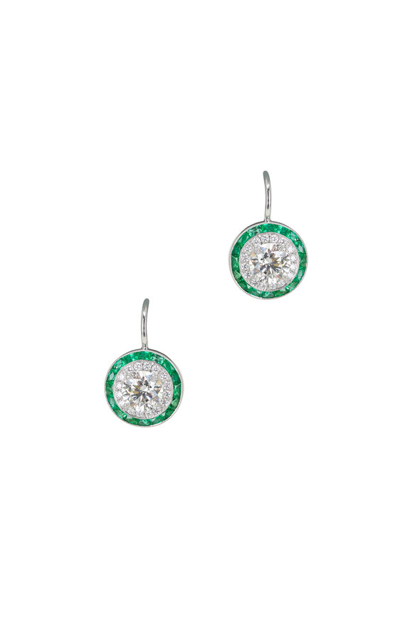 Kwiat - Silhouette Diamond Emerald Drop Earrings