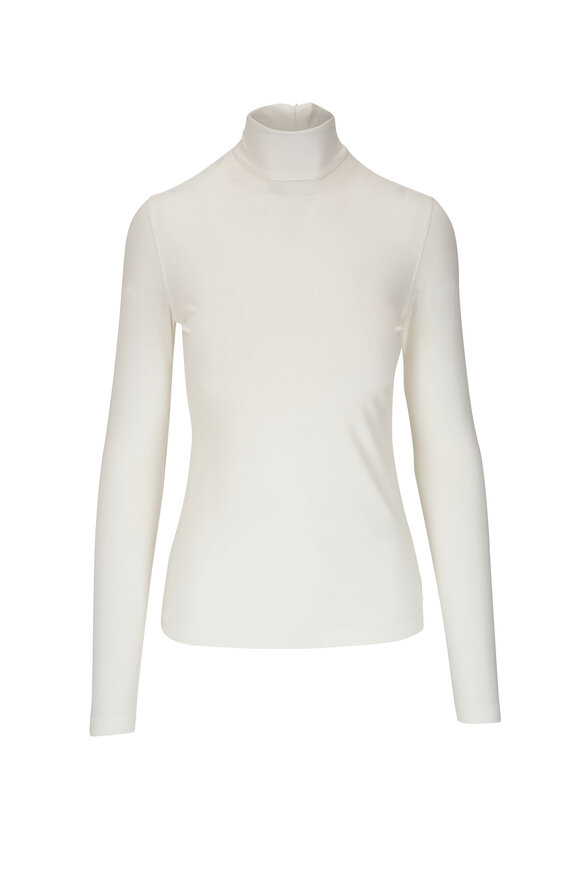 Akris Punto Cream Stretch-Knit Turtleneck