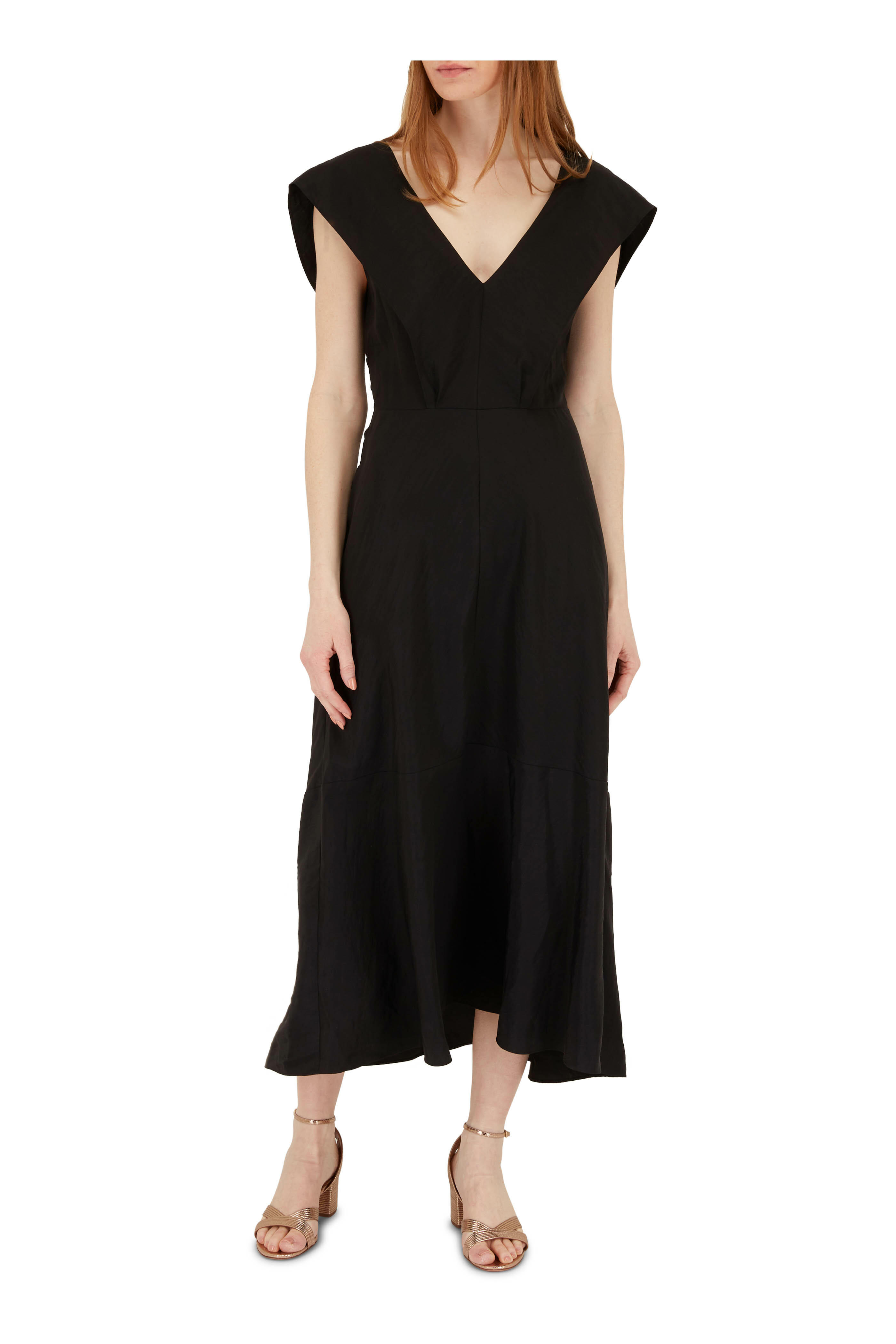 Vince - Black Flutter Sleeve Midi Dress | Mitchell Stores