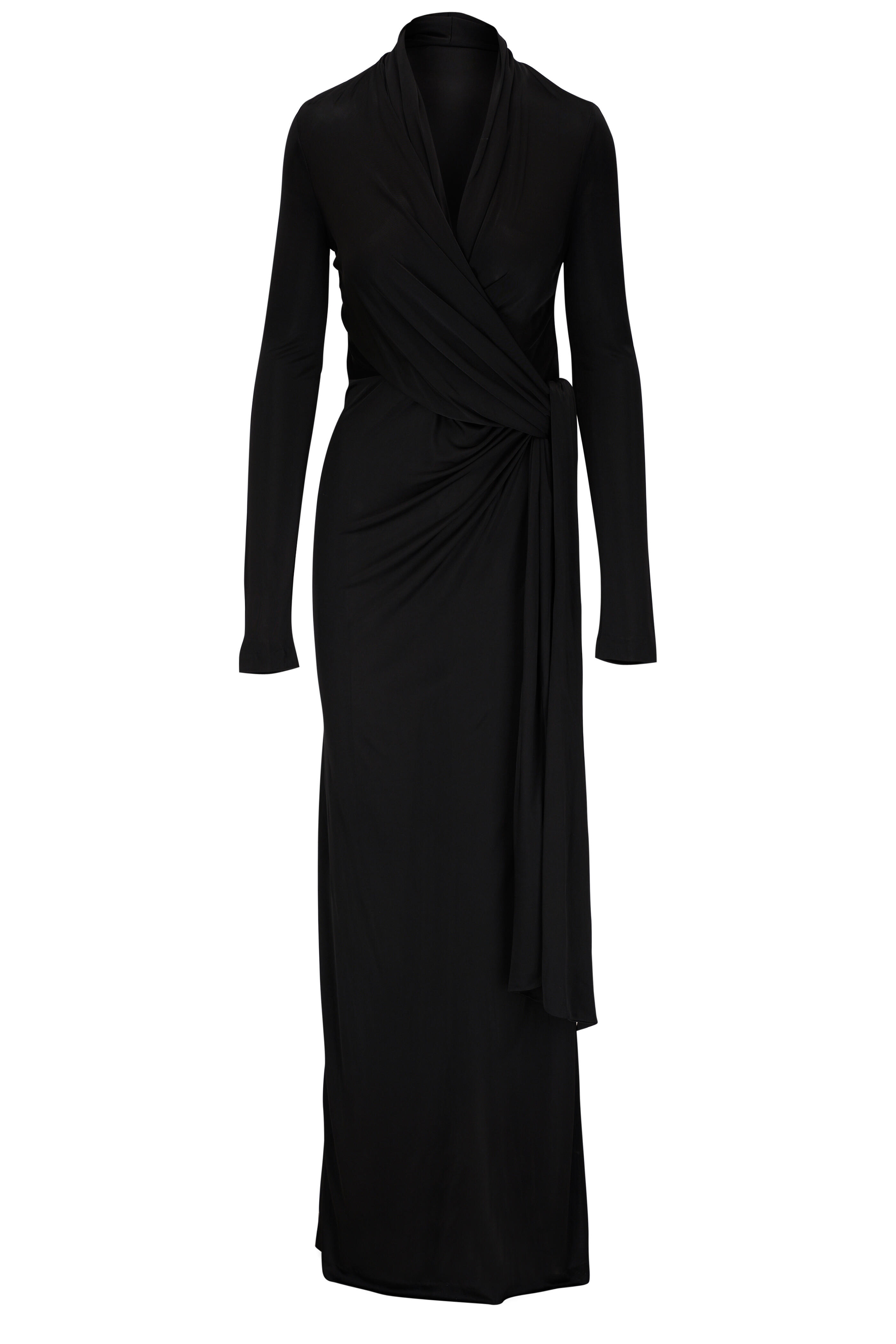 Saint Laurent - Black Ruched Wrap Gown
