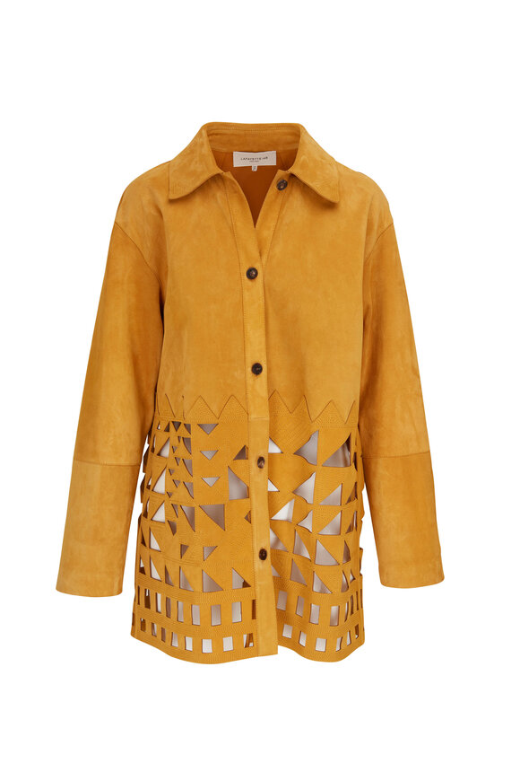 Lafayette 148 New York - Clyde Spiced Honey Laser Cut Leather Jacket