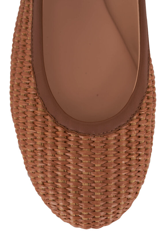 Gianvito Rossi - Carla Woven Raffia & Leather Mary Jane Flat 