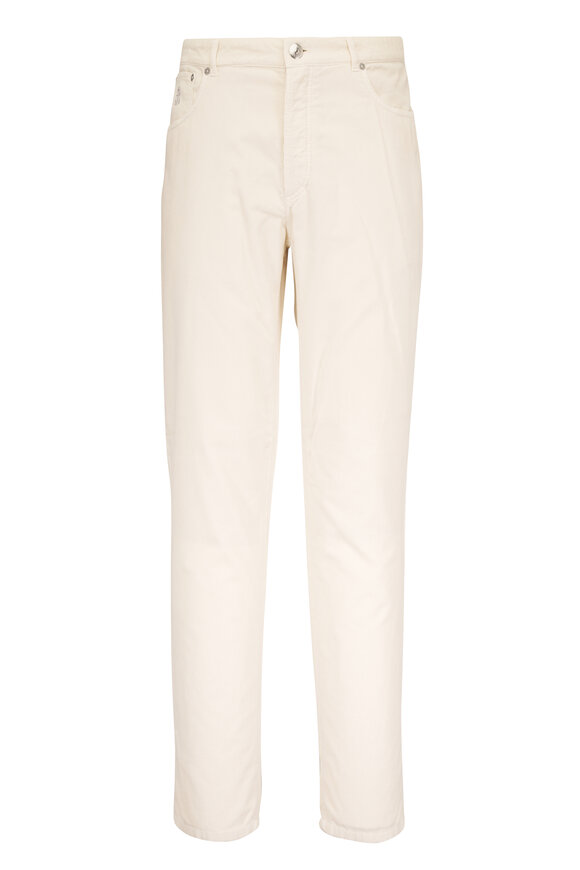 Brunello Cucinelli White Fine Wale Corduroy Five Pocket Pant - view 1