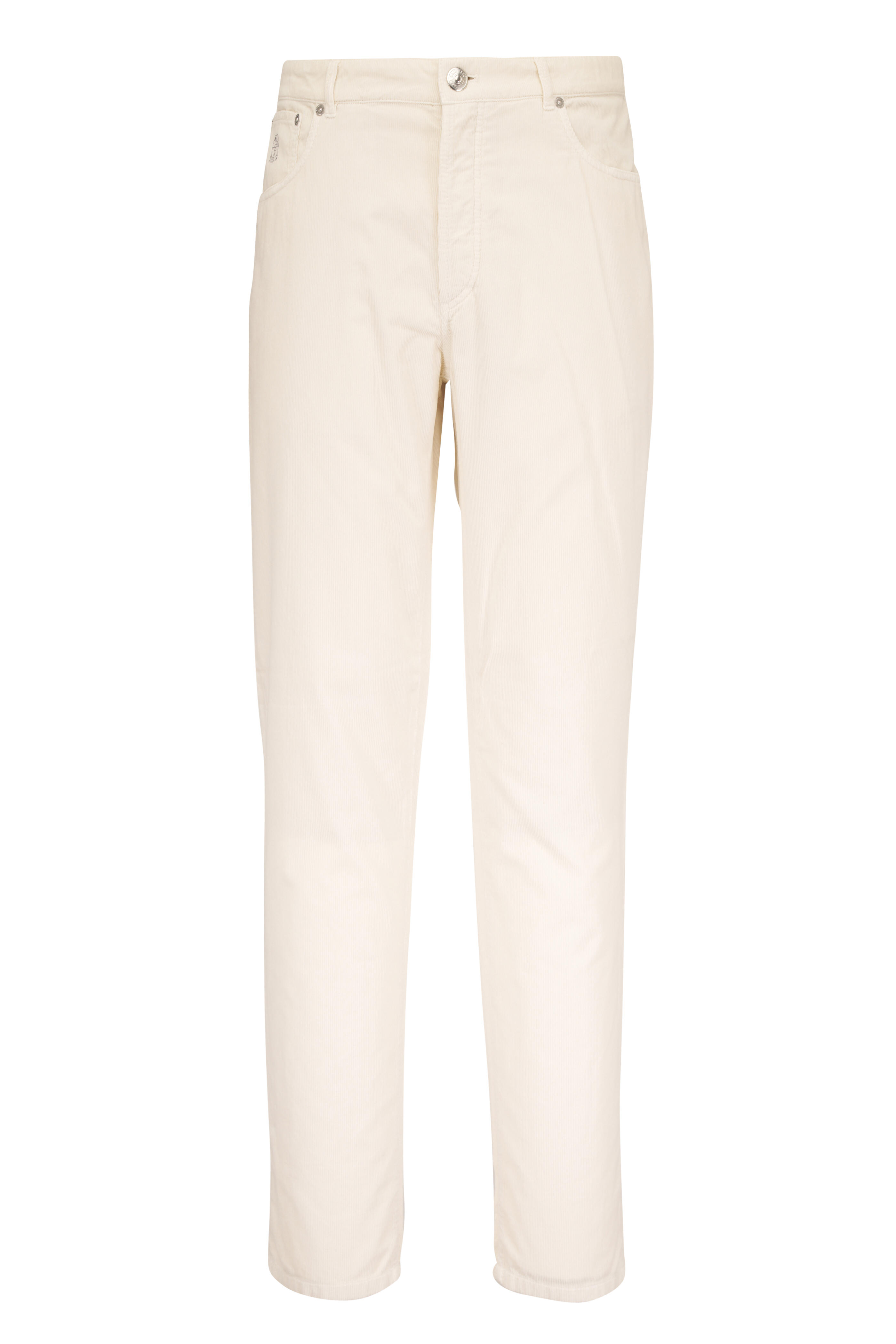 Brunello Cucinelli - White Fine Wale Corduroy Five Pocket Pant - view 1