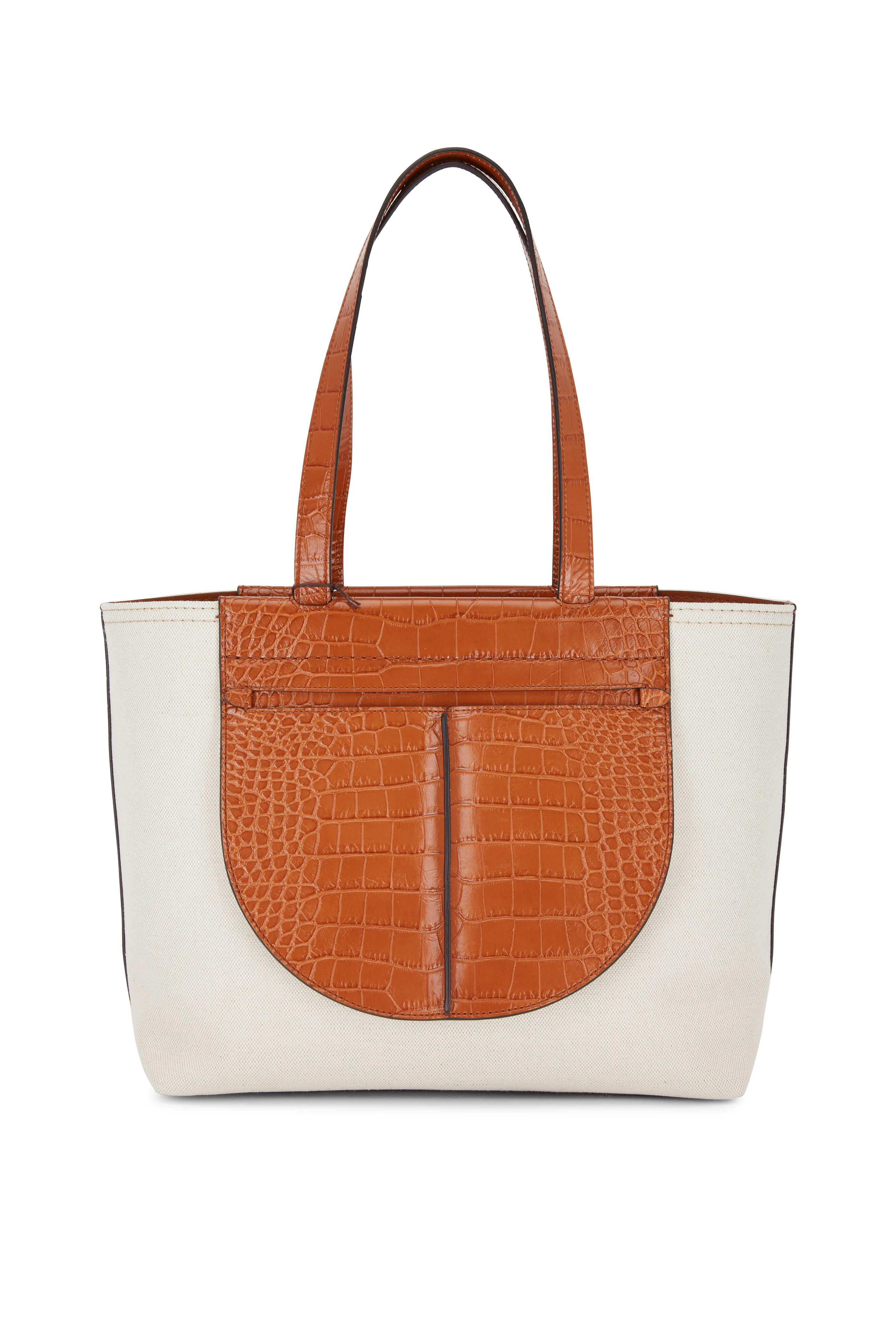 Small Leather Trimmed Raffia Tote Bag in Neutrals - Tods