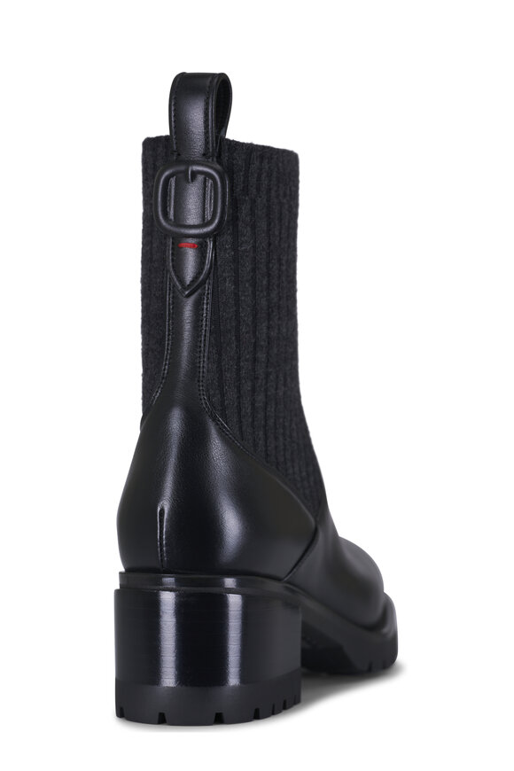 Santoni Tamara Black Leather Short Boot, 50mm - view 4