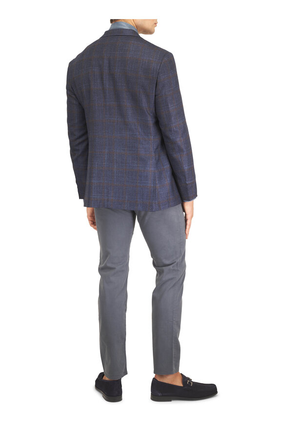 Canali Dobby New Blue Jersey Sport Shirt - view 3
