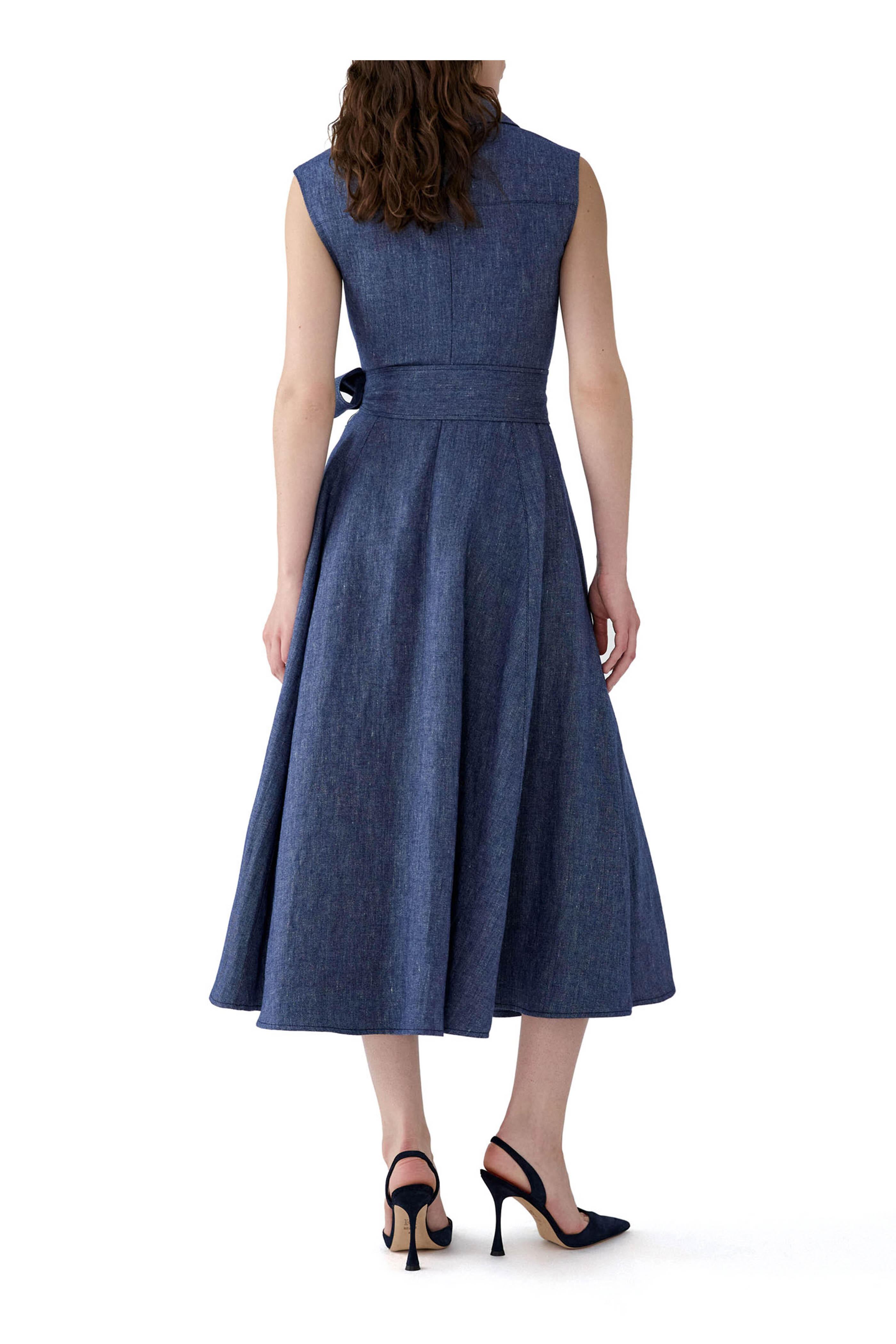 Carolina Herrera - Dark Blue Sleeveless Midi Trench Dress - view 4