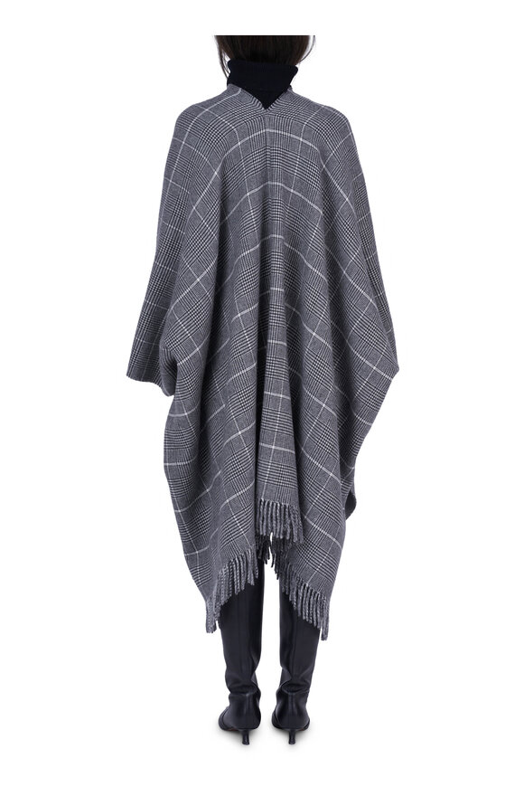 Brunello Cucinelli Grey Reversible Double Brushed Poncho - view 3