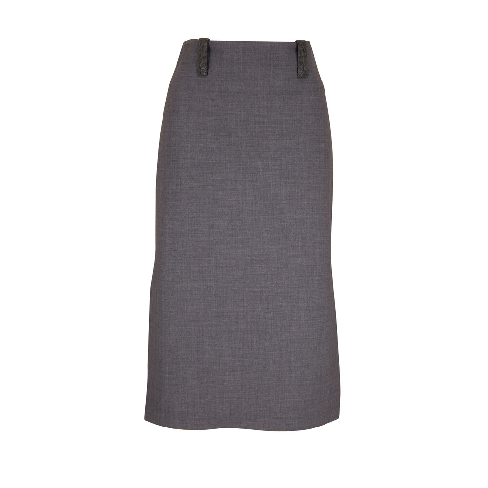 Brunello Cucinelli★素敵！Cashmere & Silk-Blend Pencil Skirt Sartorial pencil skirt for Woman in Brown | Brunello Cucinelli
