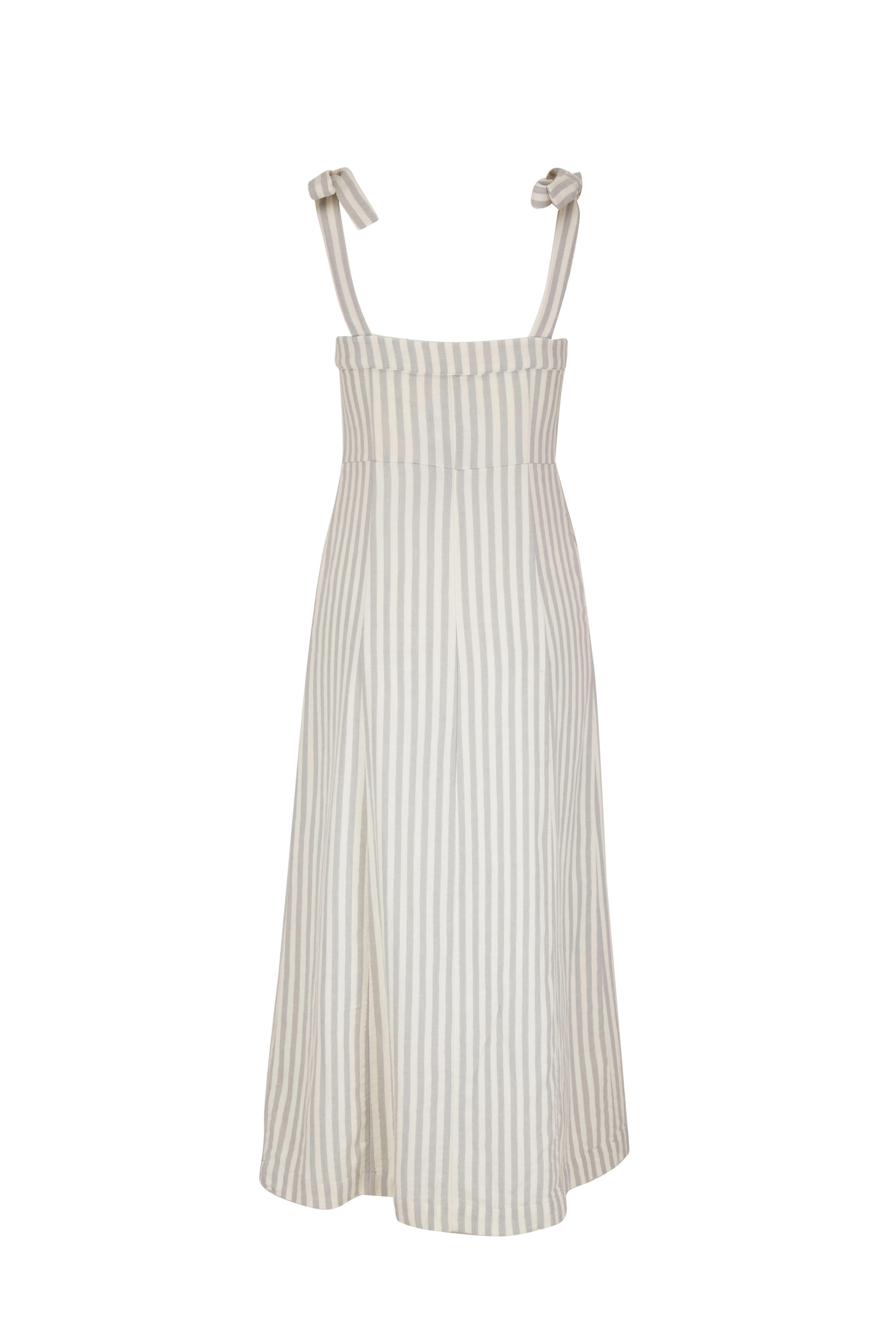 Faherty Brand - Dream Gray & White Stripe Cotton Gauze Tie Dress