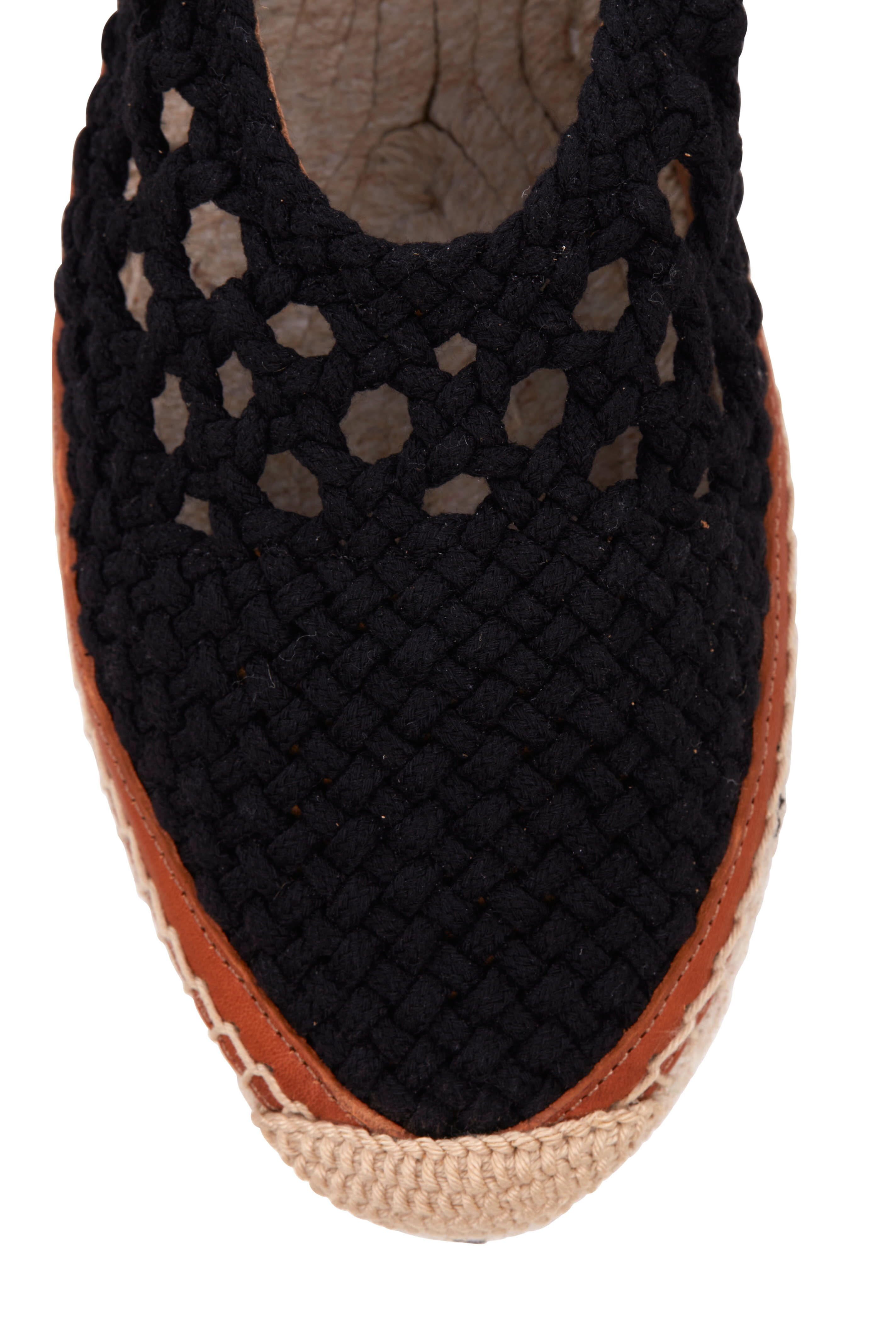Chloé - Luccia Black Crochet Flat Espadrille | Mitchell Stores
