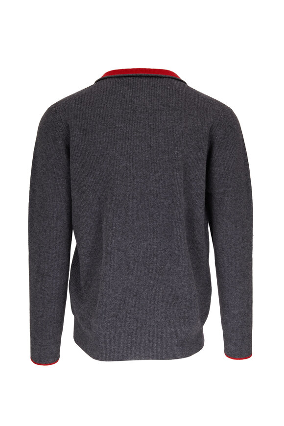 Kinross - Solid Gray Cashmere Quarter Zip Pullover