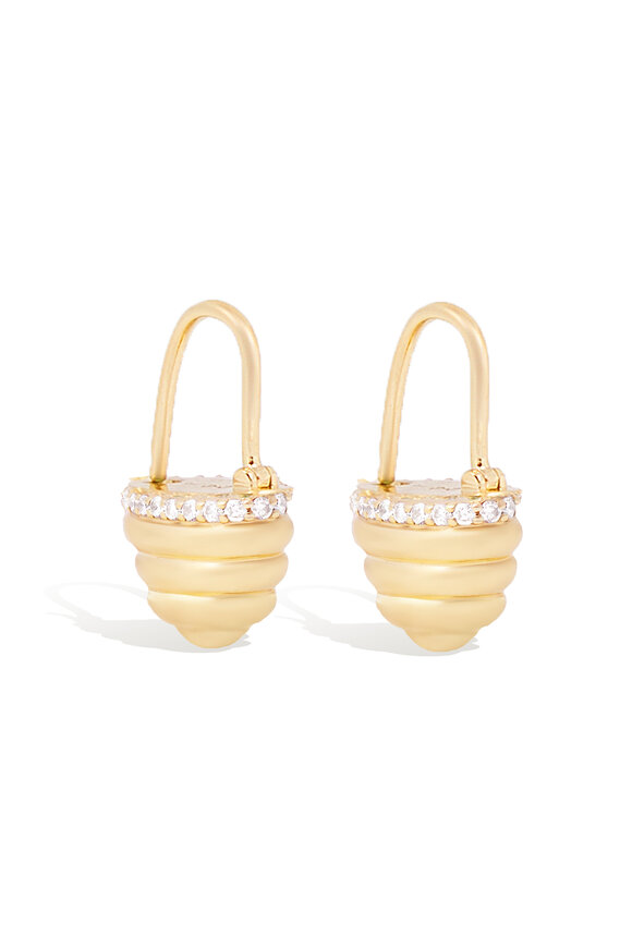 Campbell + Charlotte - Found Gold Cap Diamond Huggie Earrings