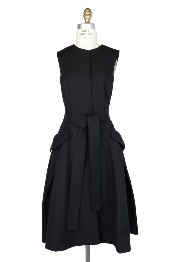 Carolina Herrera - Black Self-Tie Sleeveless Dress 