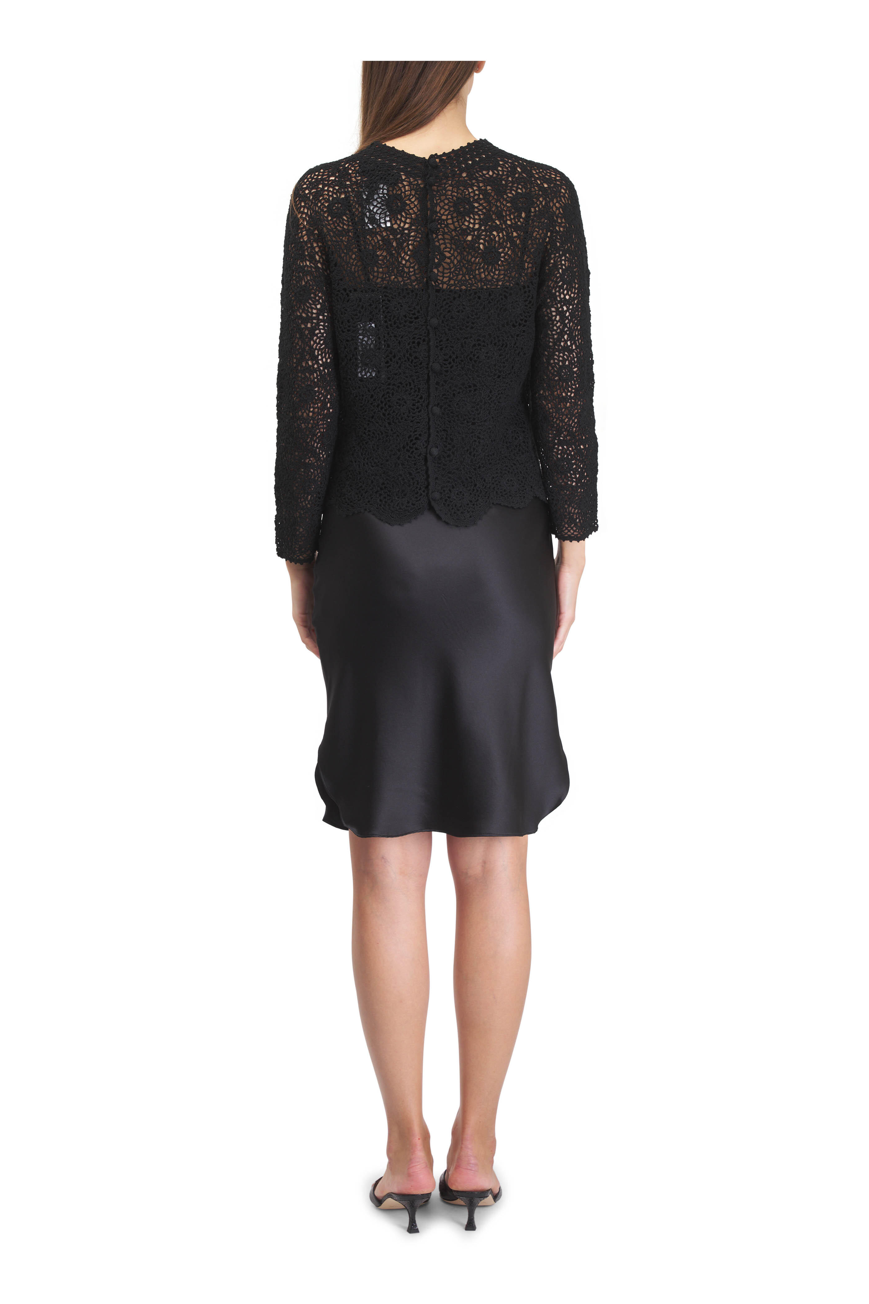 YILON Petit ribbon knit black ブラック Nili Lotan - Wells Black Ribbed Lace-Up Sweater | Mitchell