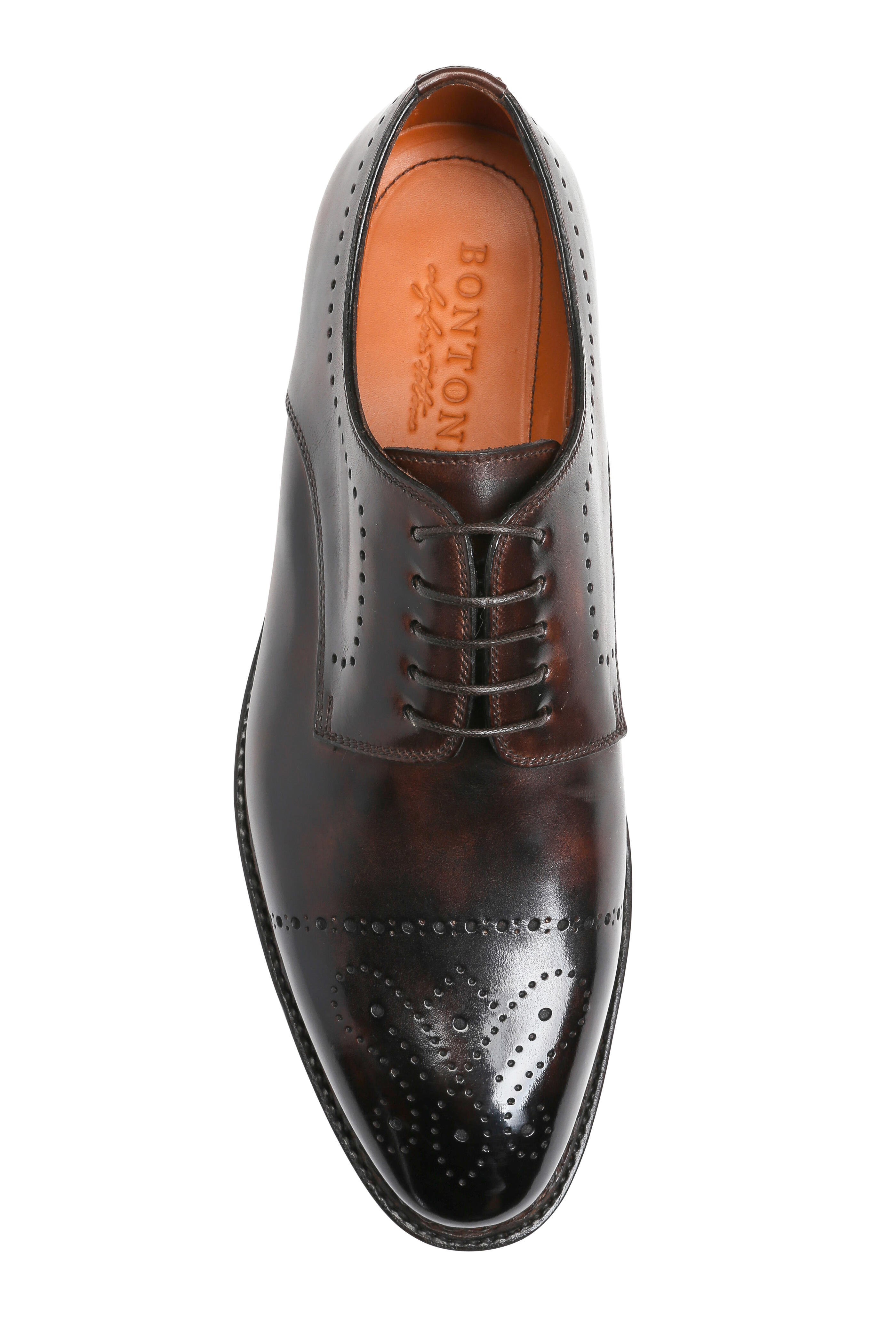Bontoni - Chocolate Leather Medallion Toe Derby Shoe