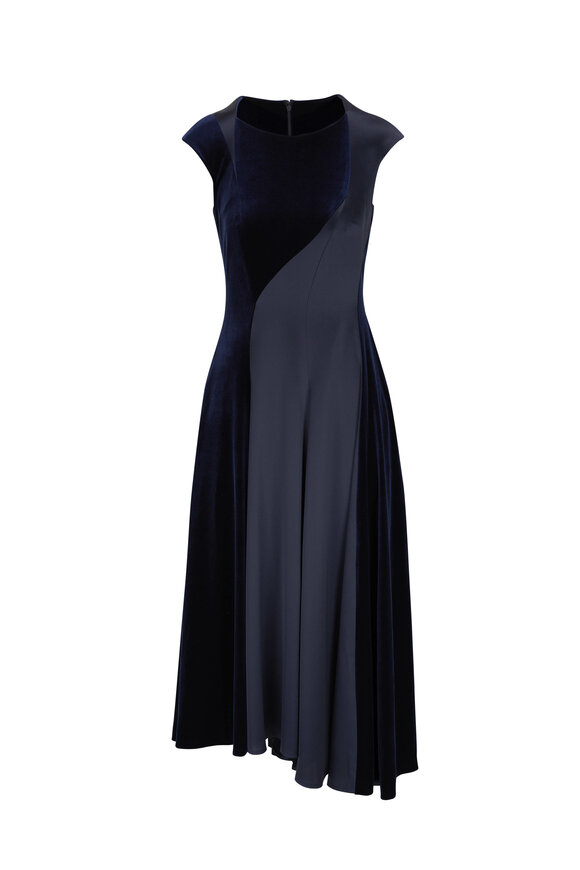 Talbot Runhof - Moonlight Velvet & Satin Midi Dress 