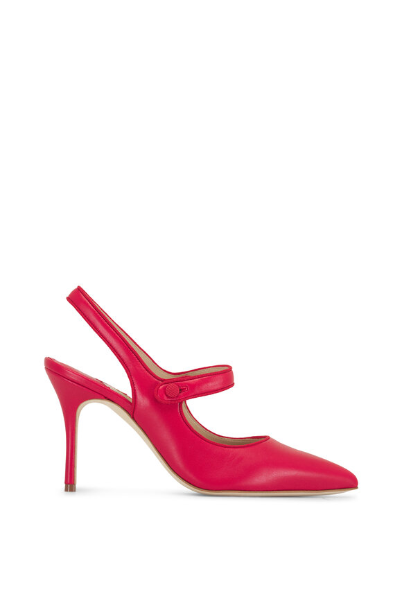 Manolo Blahnik - Camparisli Red Leather Slingback; 90mm