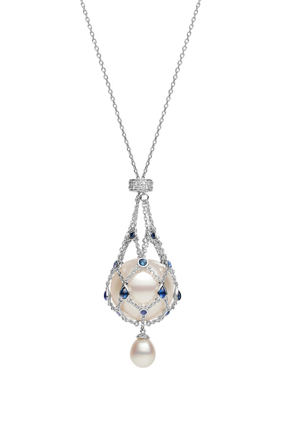 Paspaley Lavalier Sapphire, Aquamarine & Diamond Necklace