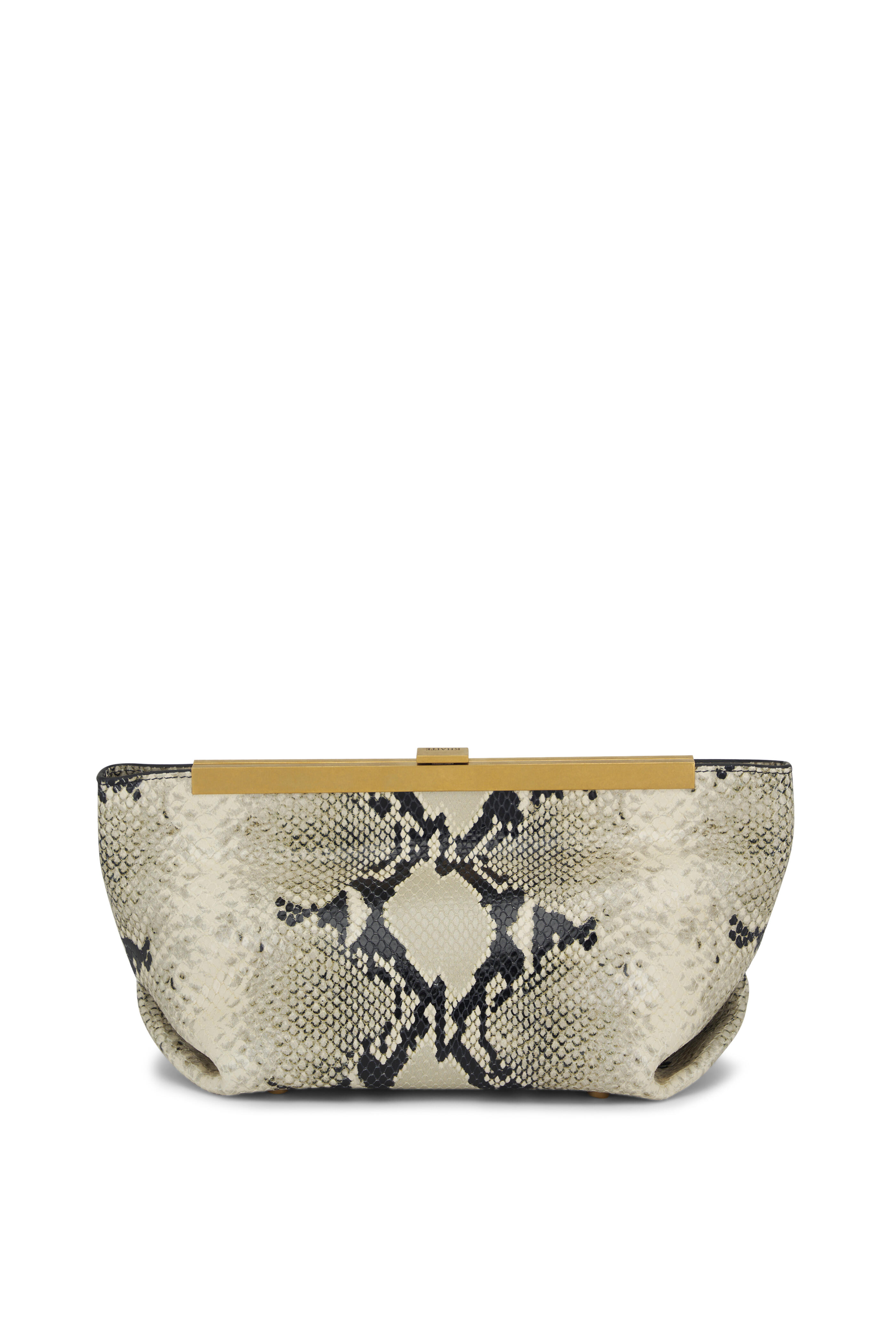 Khaite - Aimee Embossed Leather & Antique Gold Clutch