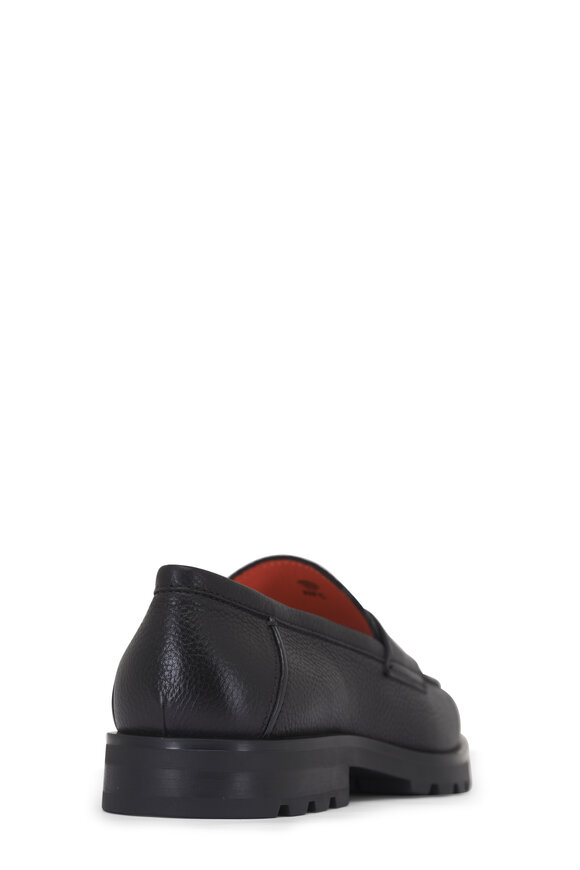 Santoni Rock Black Leather Loafer - view 5