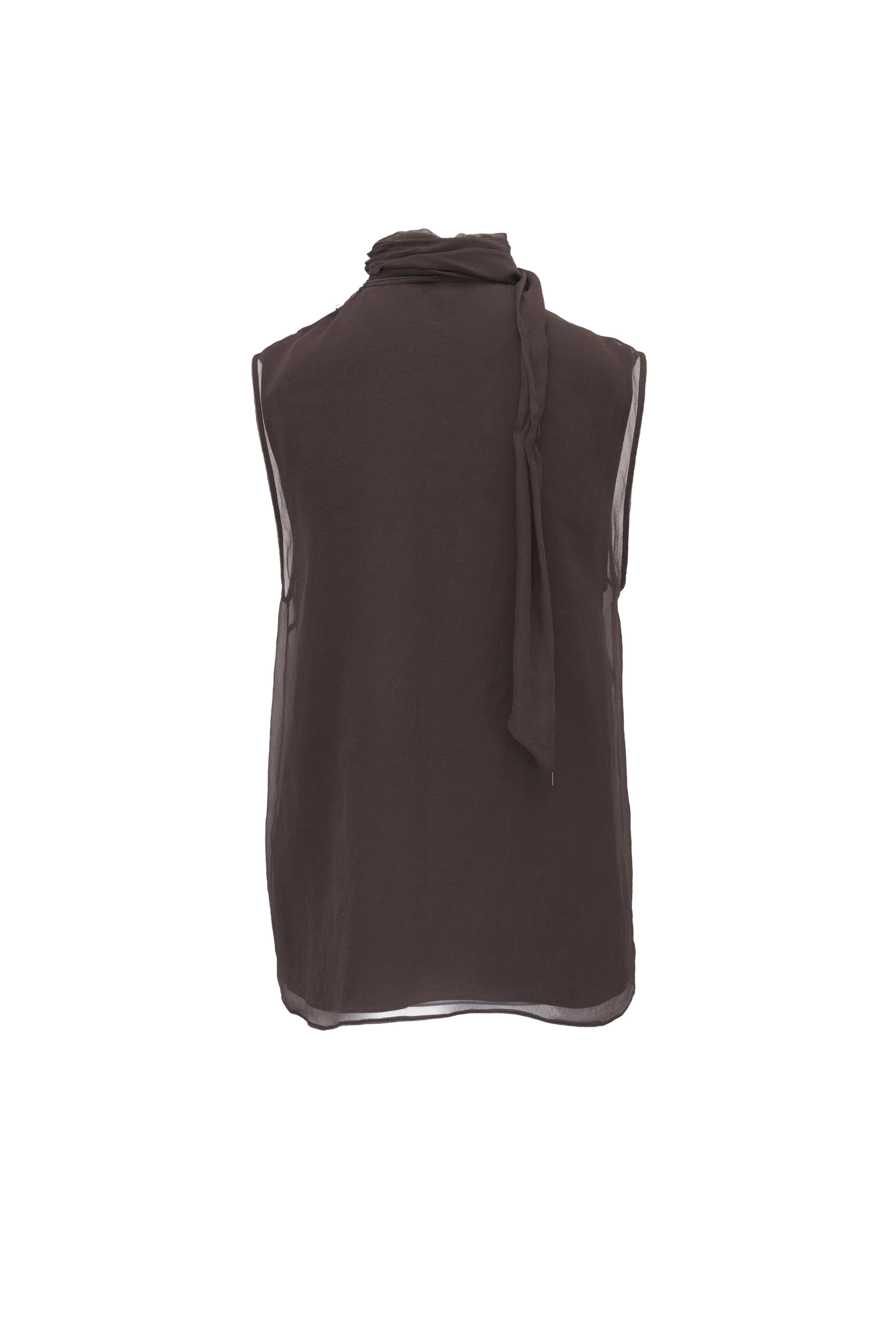 Brunello Cucinelli - Chocolate Crispy Silk Chiffon Blouse