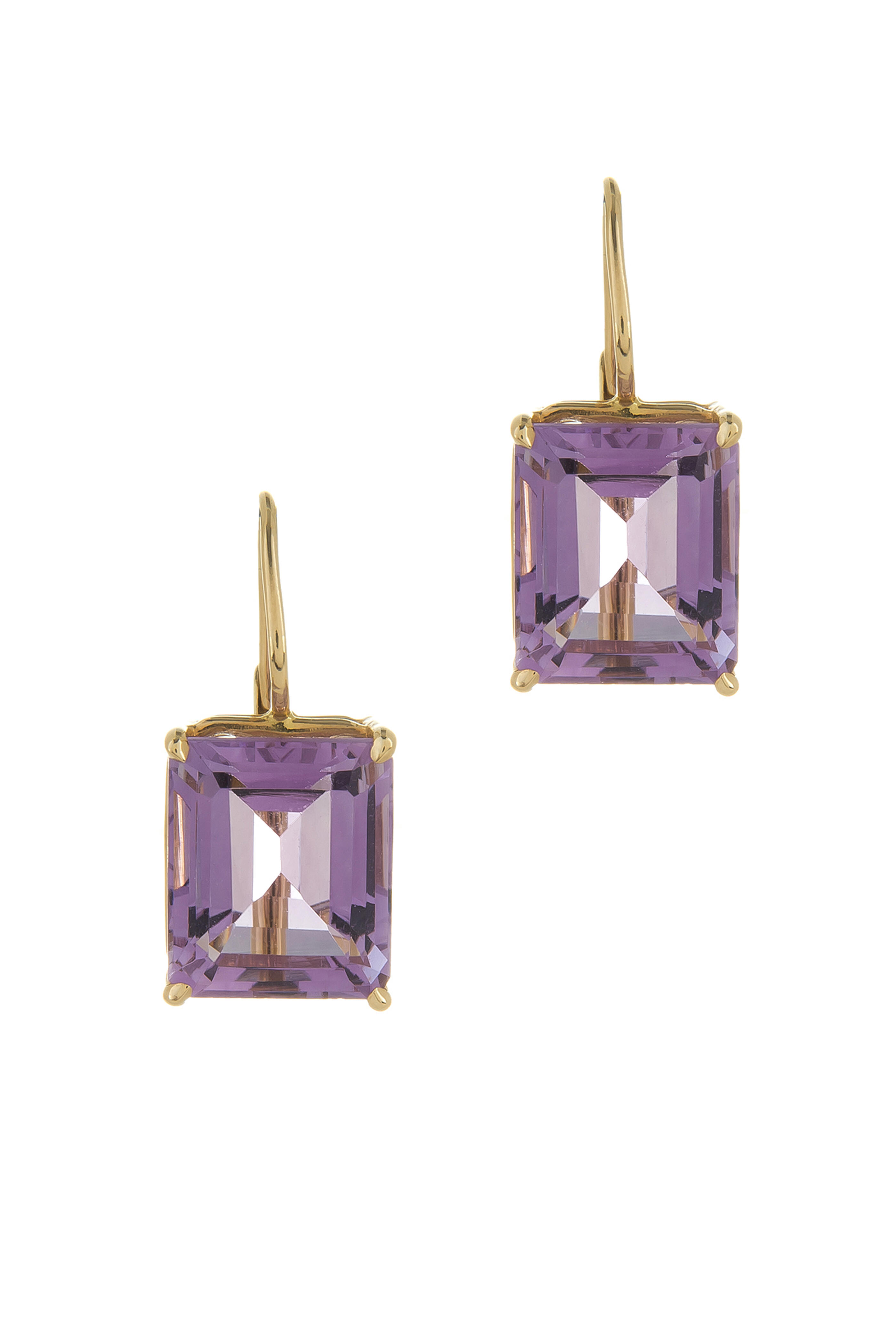 Emily & Ashley - Yellow Gold Large Amethyst Earrings