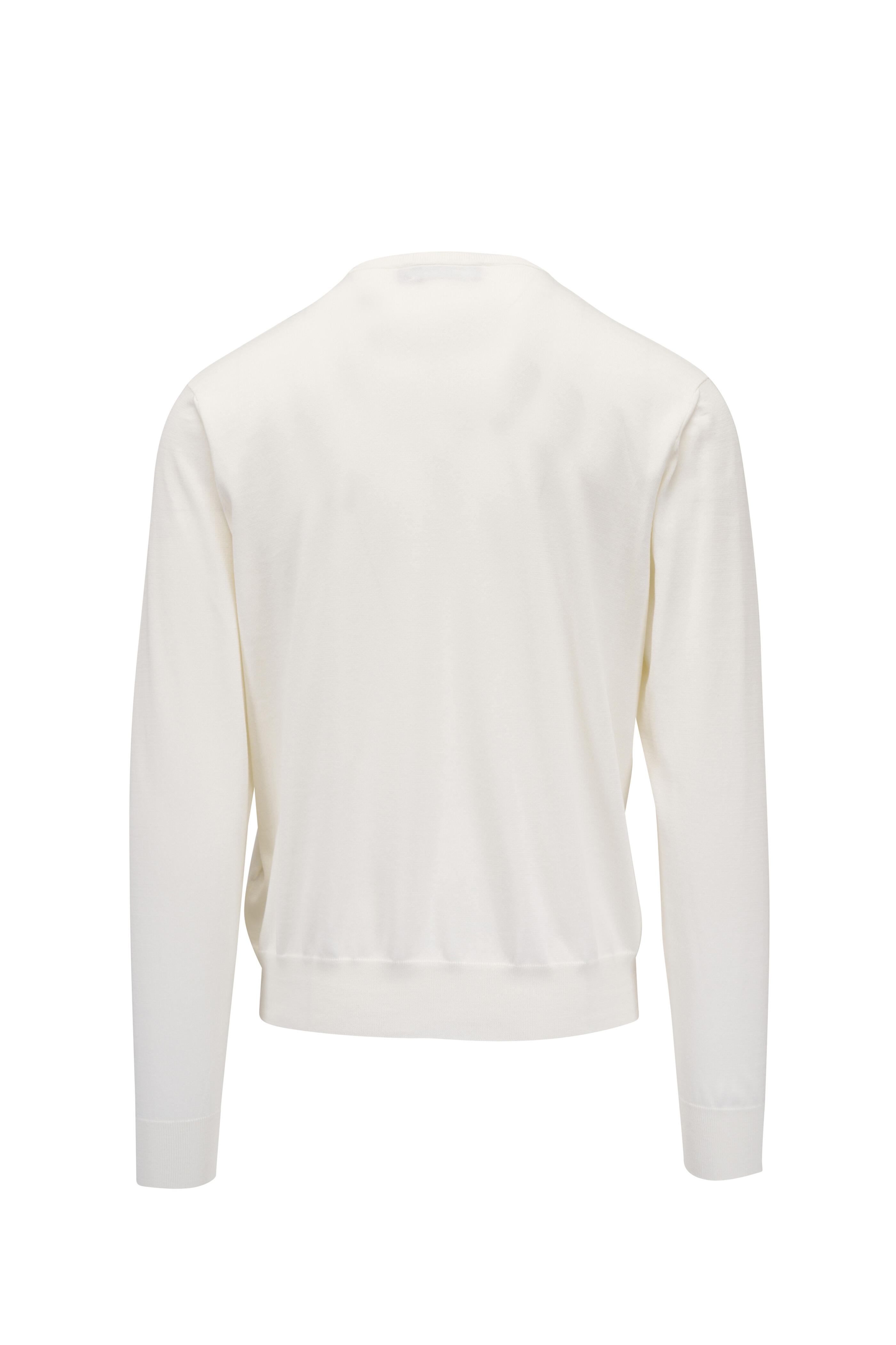 Ralph Lauren Purple Label - Cream Crewneck Cotton Pullover Sweater