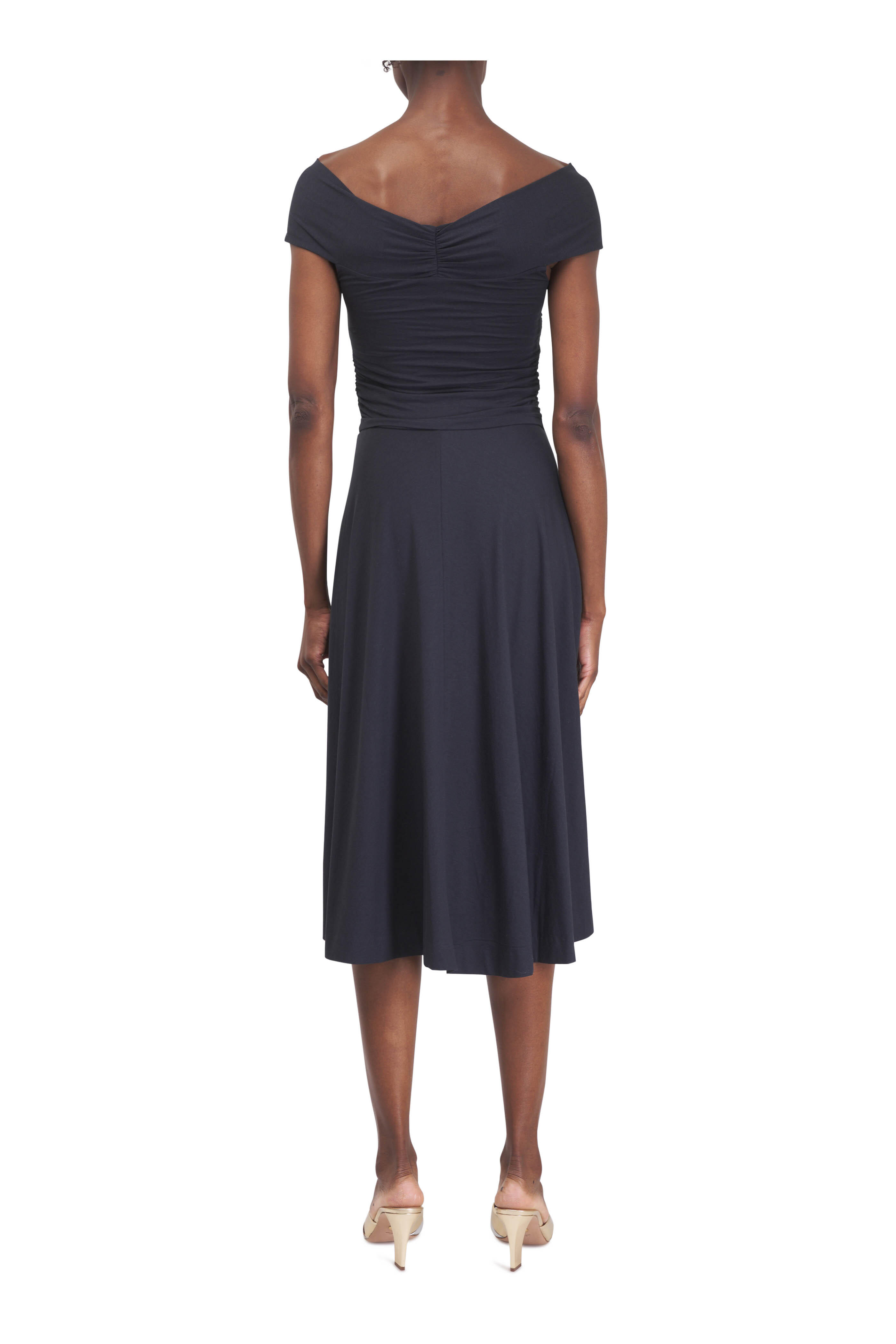 Dorothee Schumacher - Soft Drape Dark Navy Midi Dress