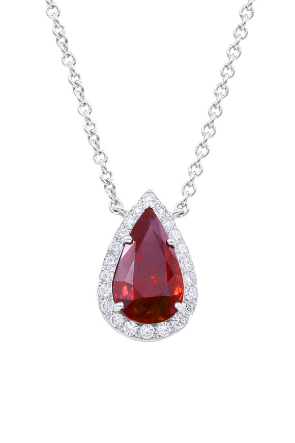 Oscar Heyman Platinum Burma Ruby & Diamond Pendant - view 1