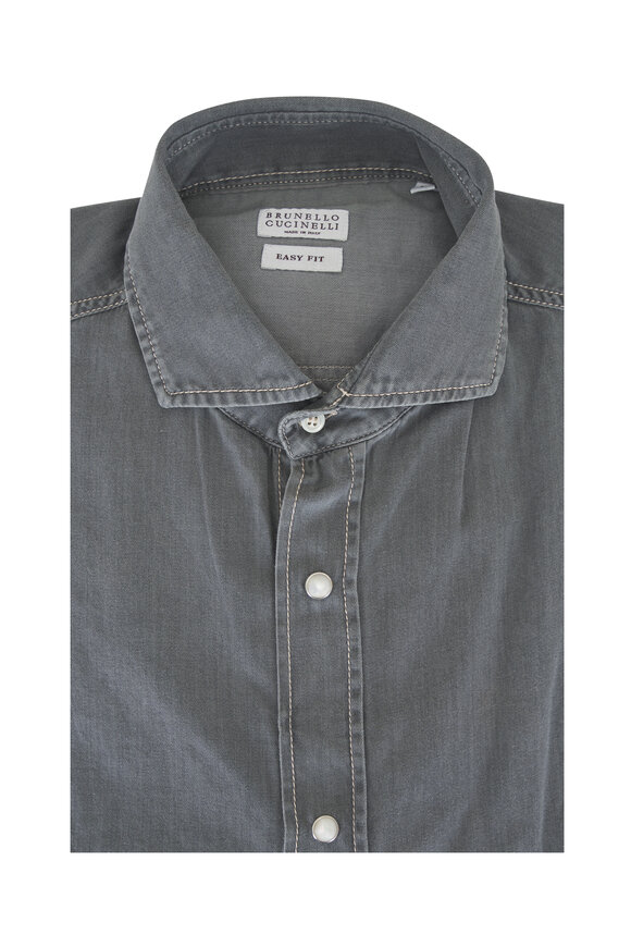 Brunello Cucinelli Gray Denim Sport Shirt