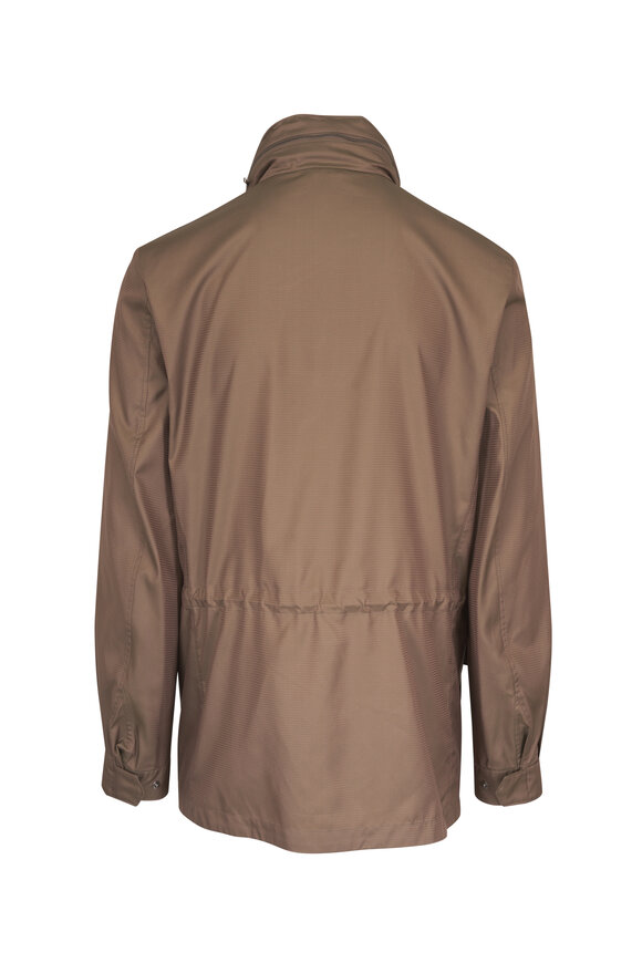 Loro Piana Brown Silk Tech Houndstooth Traveller Field Jacket - view 2