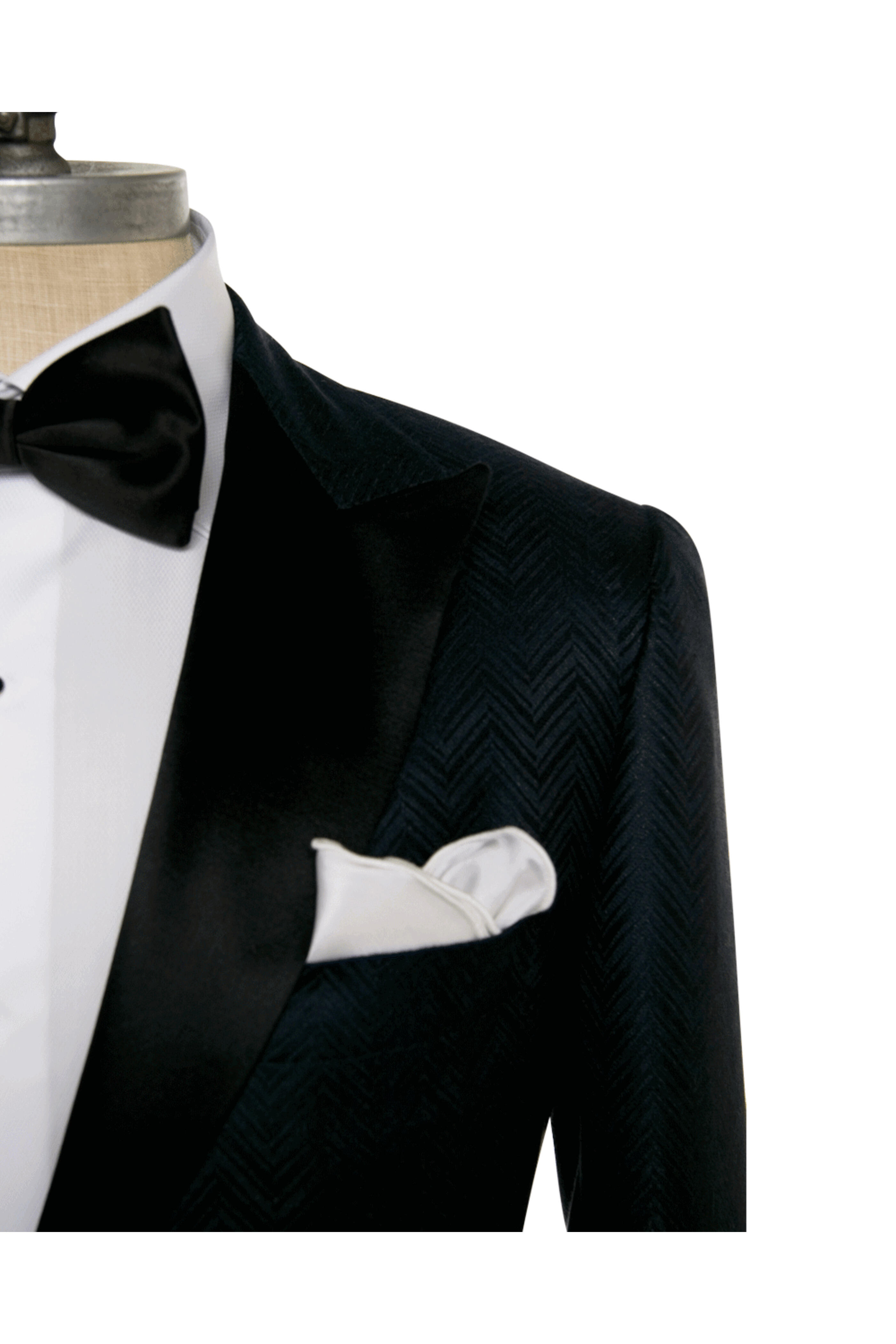 Kiton - Midnight Tonal Chevron Formal Jacket